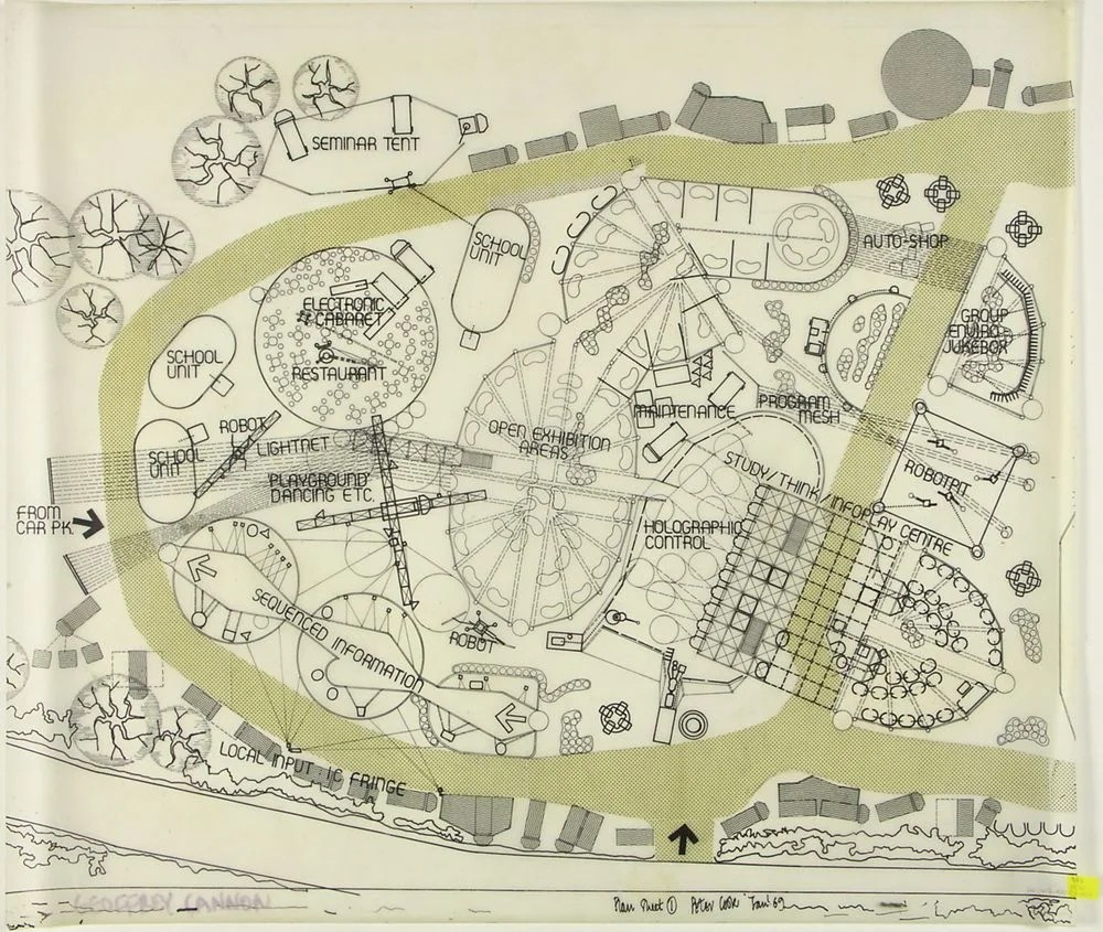 Plan sheet 1, Instant City. Peter Cook. January 1969