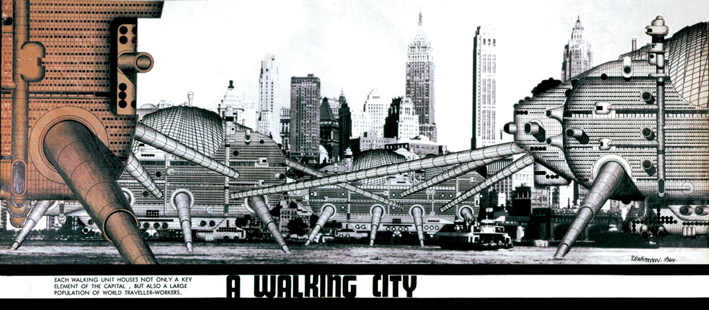 Walking City in New York. Ron Herron. 1964