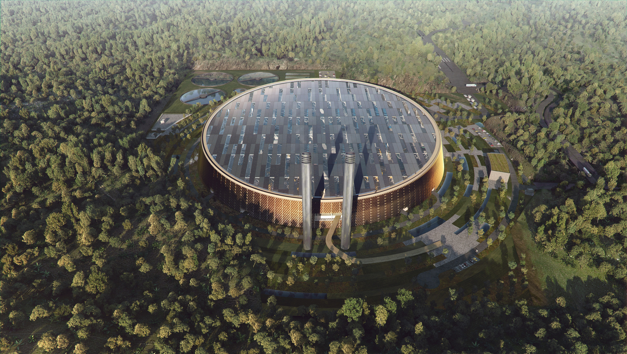Shenzhen East Waste-to-Energy Plant. Image Courtesy of Schmidt Hammer Lassen and Gottlieb Paludan