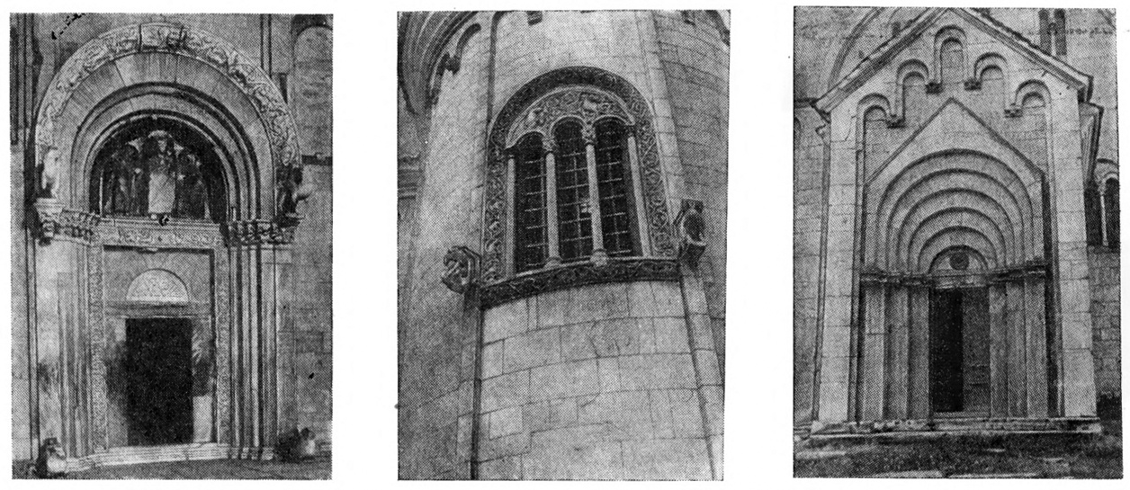 18. Студеница. Великая церковь. Западный портал, окно средней апсиды, северный портал