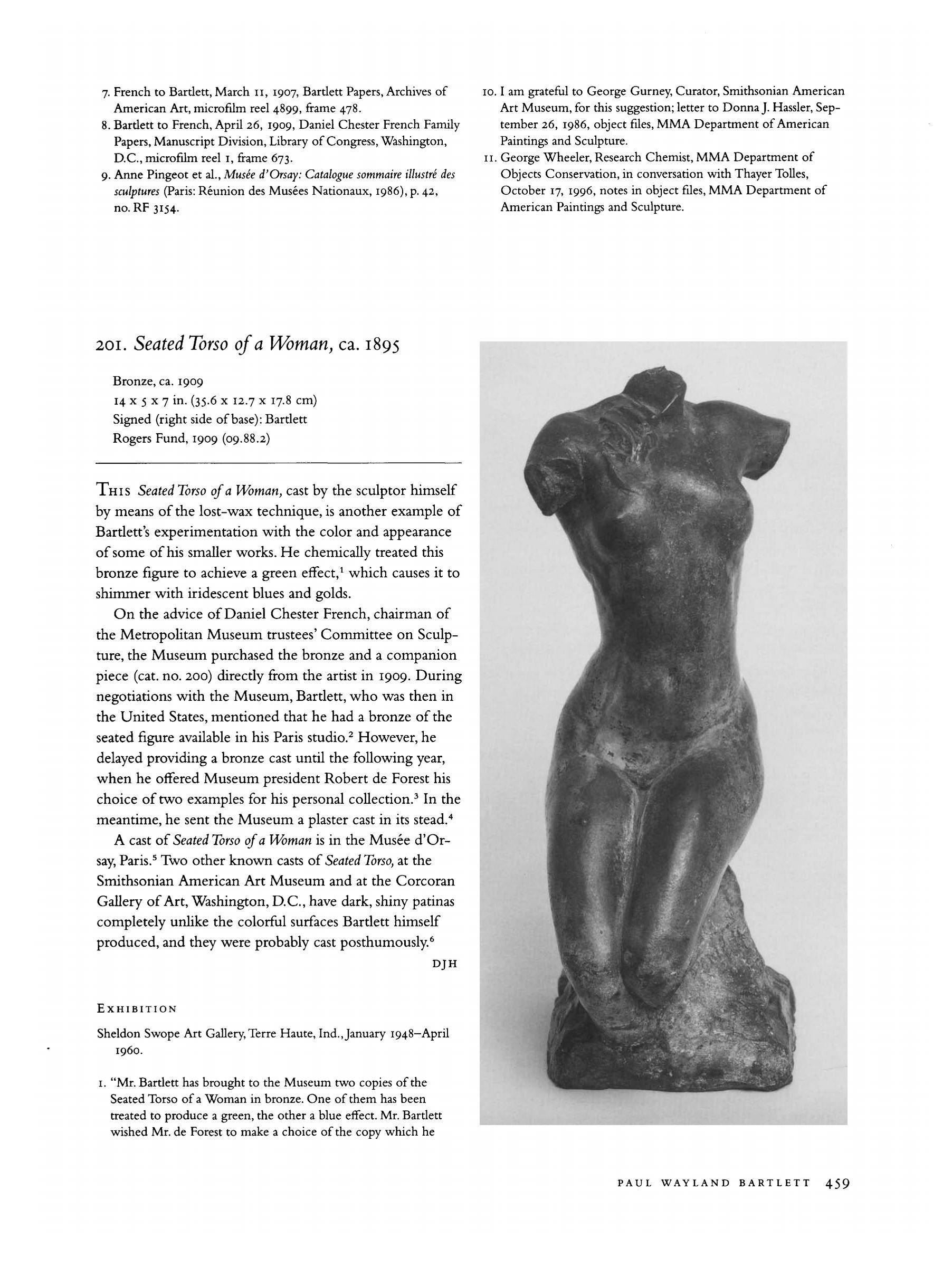 American Sculpture in The Metropolitan Museum of Art : Volume II. A Catalogue of Works by Artists Born between 1865 and 1885 / Edited by Thayer Tolles; Catalogue by Donna J. Hassler, Joan M. Marter, and Thayer Tolles; Photographs by Jerry L. Thompson. — New York : The Metropolitan Museum of Art, 2001