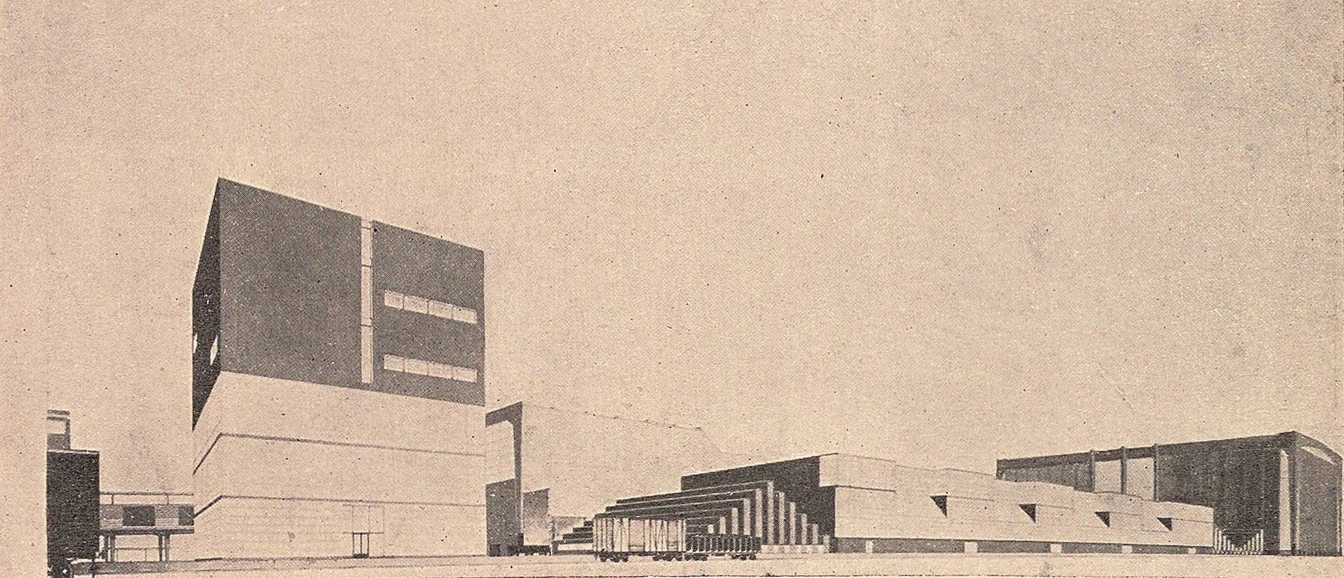 Кино-фабрика. Работа студента В. Н. Симбирцева, 1927 г. Руководитель профессор А. А. Веснин.