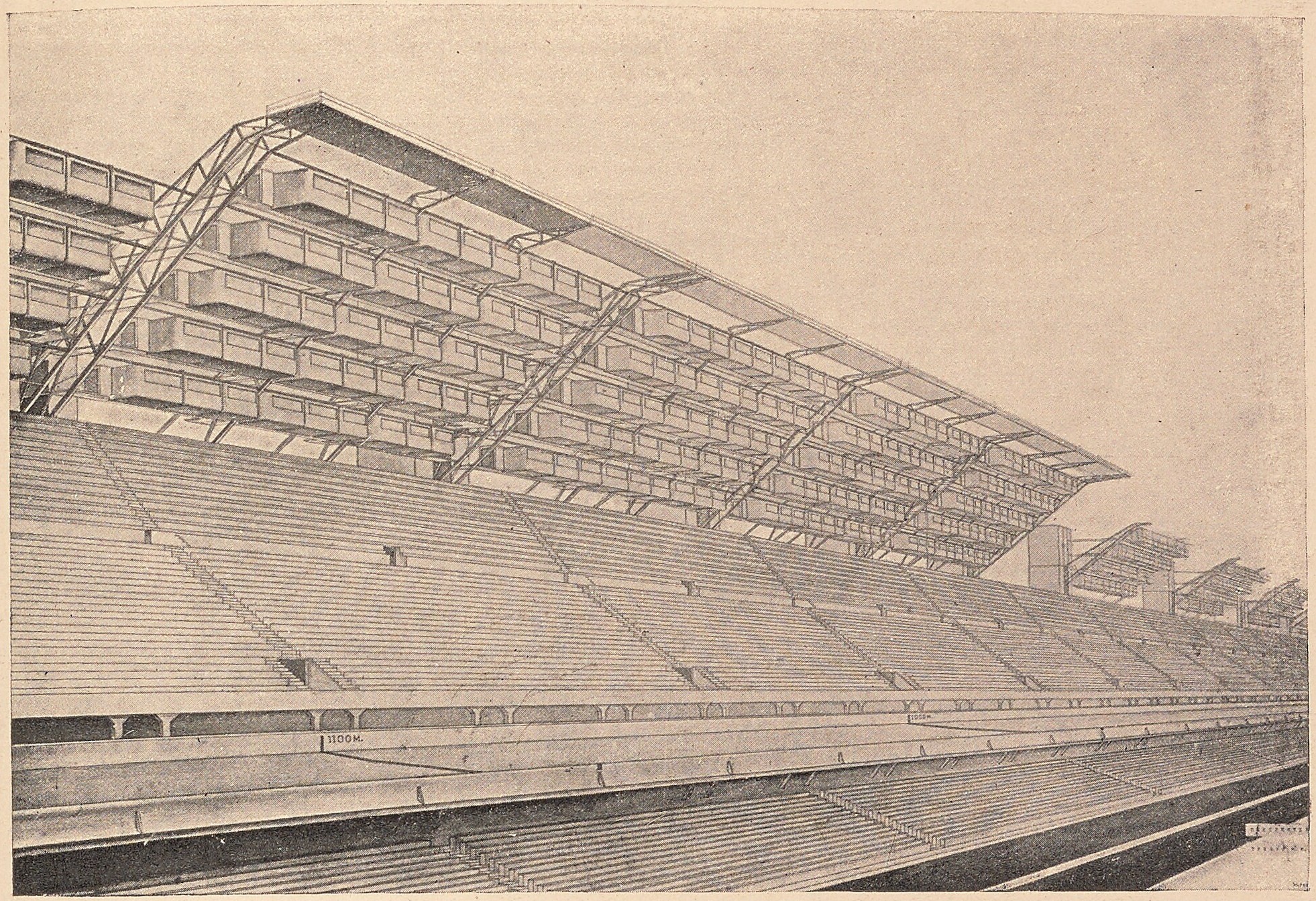 Международный Красный Стадион. Трибуны для зрителей. Работа студента М. П. Коржева, 1926 г.
