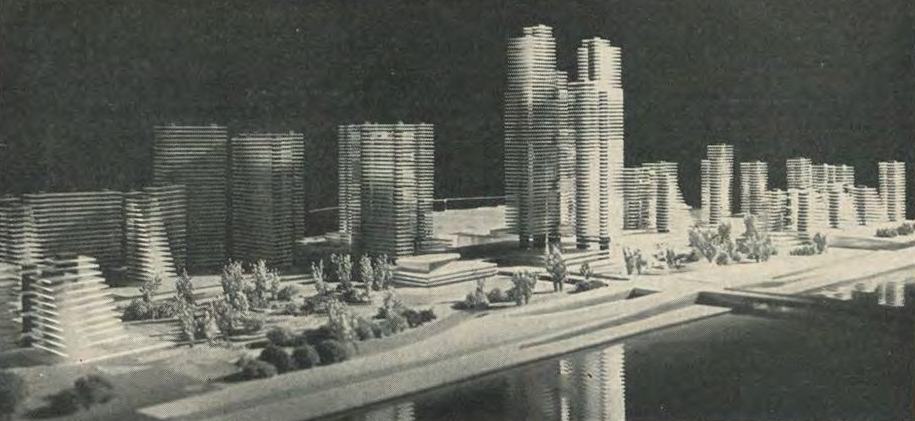 Жилой комплекс Берси. Париж. Проект. 1964—1965 гг. Фото с макета