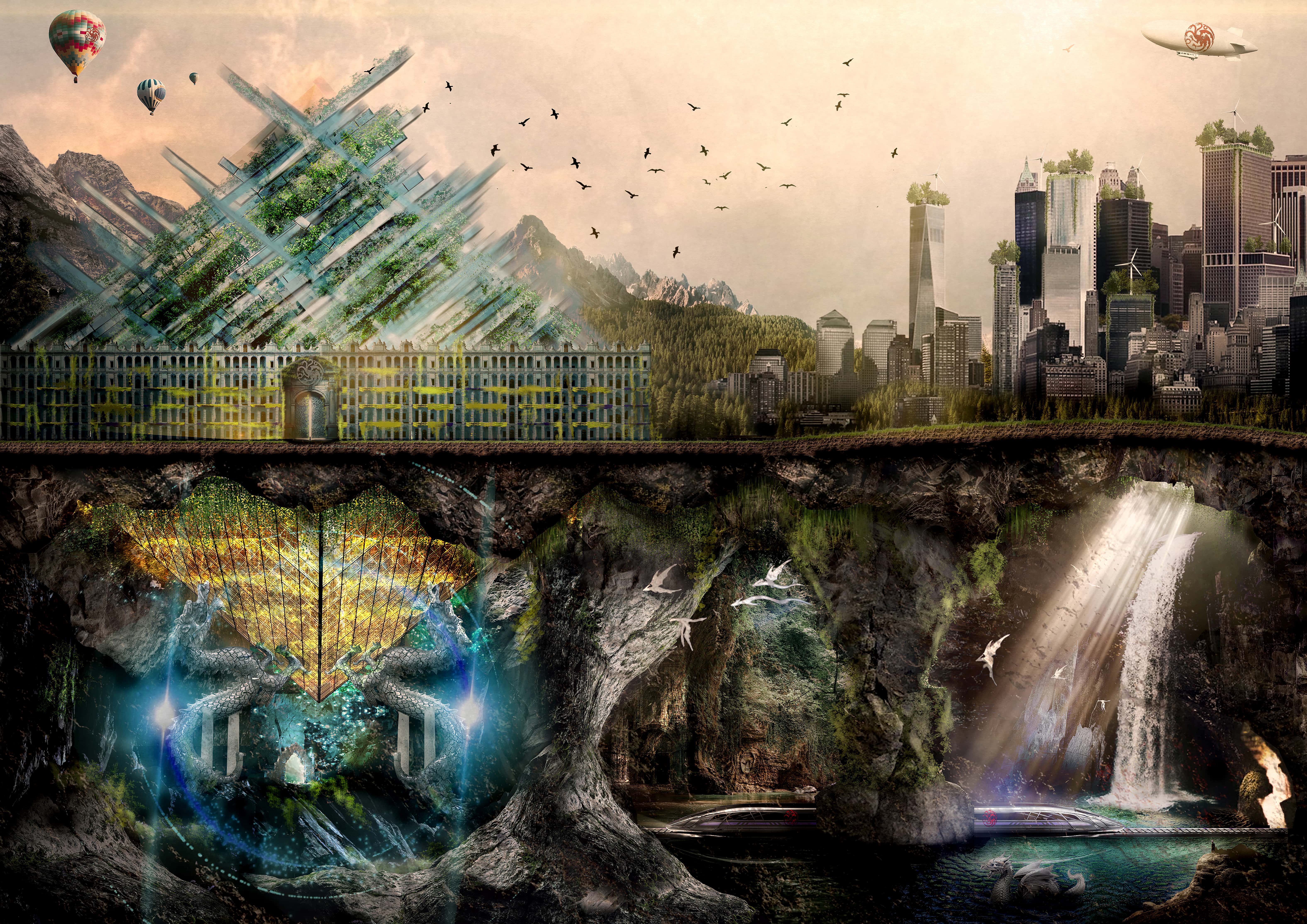 Downunder Dragon-Glass Castle. Beneath – Mystery – Sustainability – Cave-Metro – Glass. James Vongphrachanh, Davide Chieppa