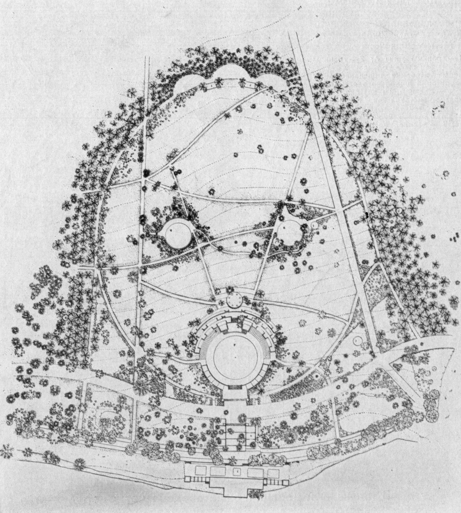 Рис. 11. Фрагмент плана силезского центрального парка в Катовицах-Хожове. Проект В. Немец-Немирского