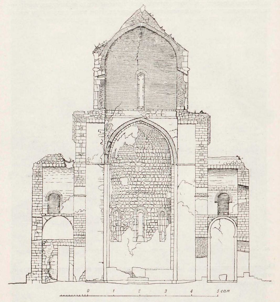 Рис. 31. Вачнадзиани. Поперечный разрез. Обмер арх. М. Г. Калашникова