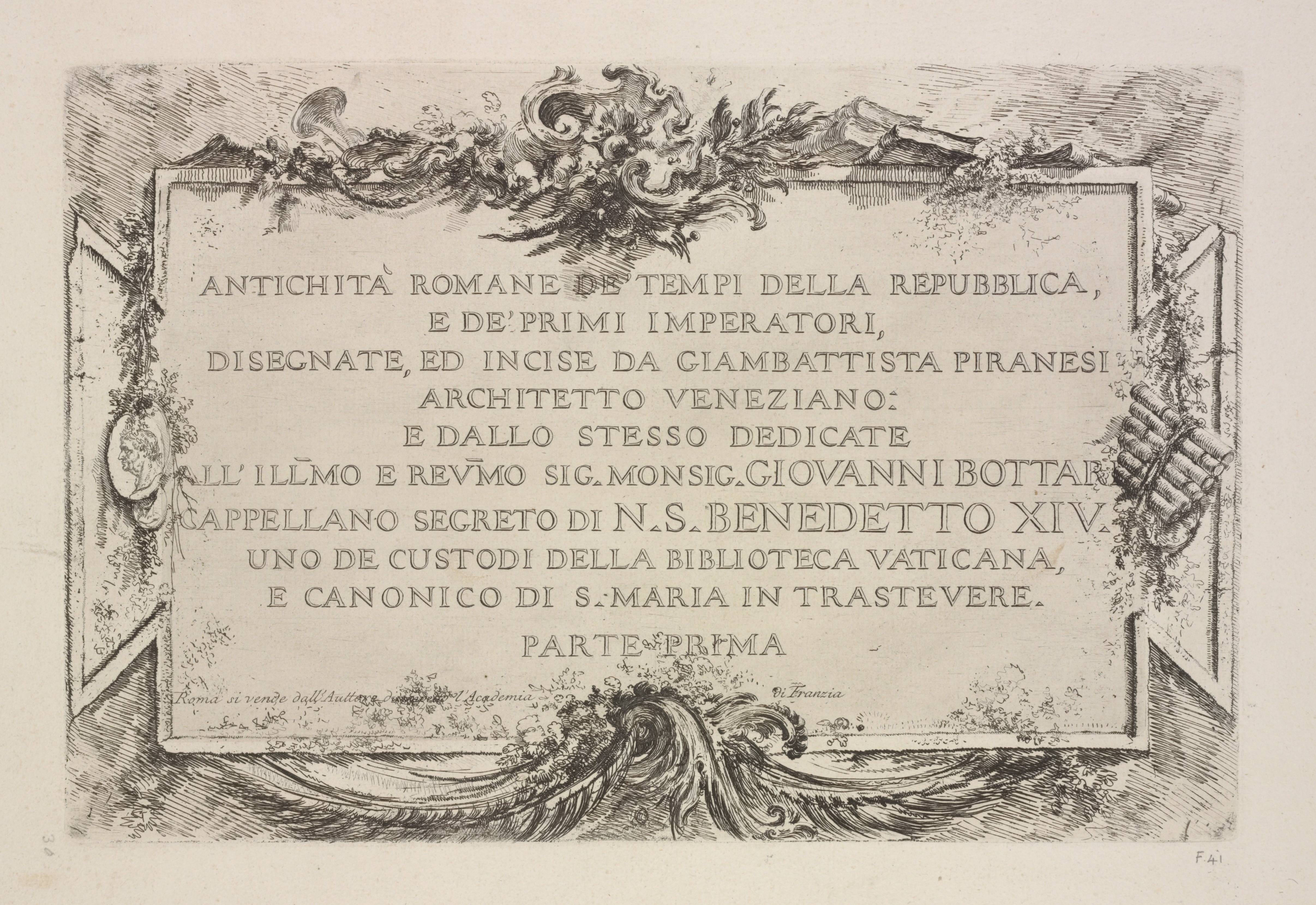 Giovanni Battista Piranesi. Alcune Vedute di Archi Trionfali ed altri monumenti. 1748