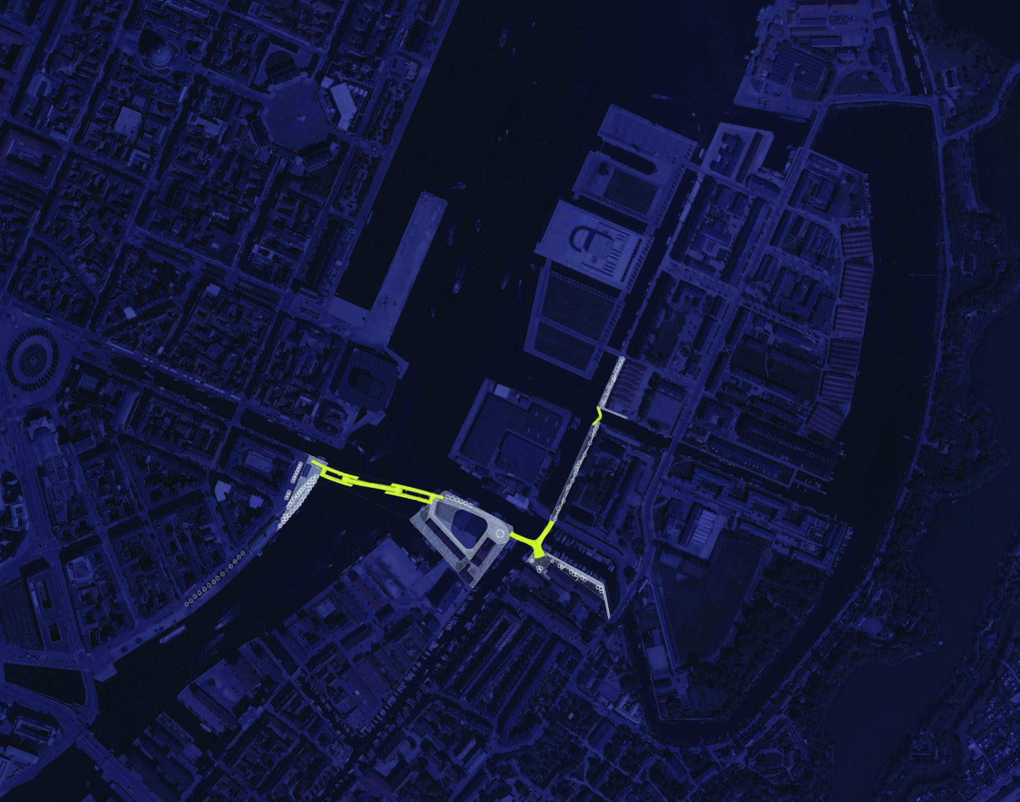 figure. 3.1 Inderhanvnen Bridge competition. Masterplan by night