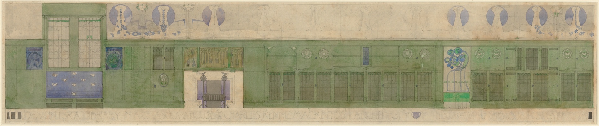 Charles Rennie Mackintosh. Design for a Library in a Glasgow House. ca 1894–96
