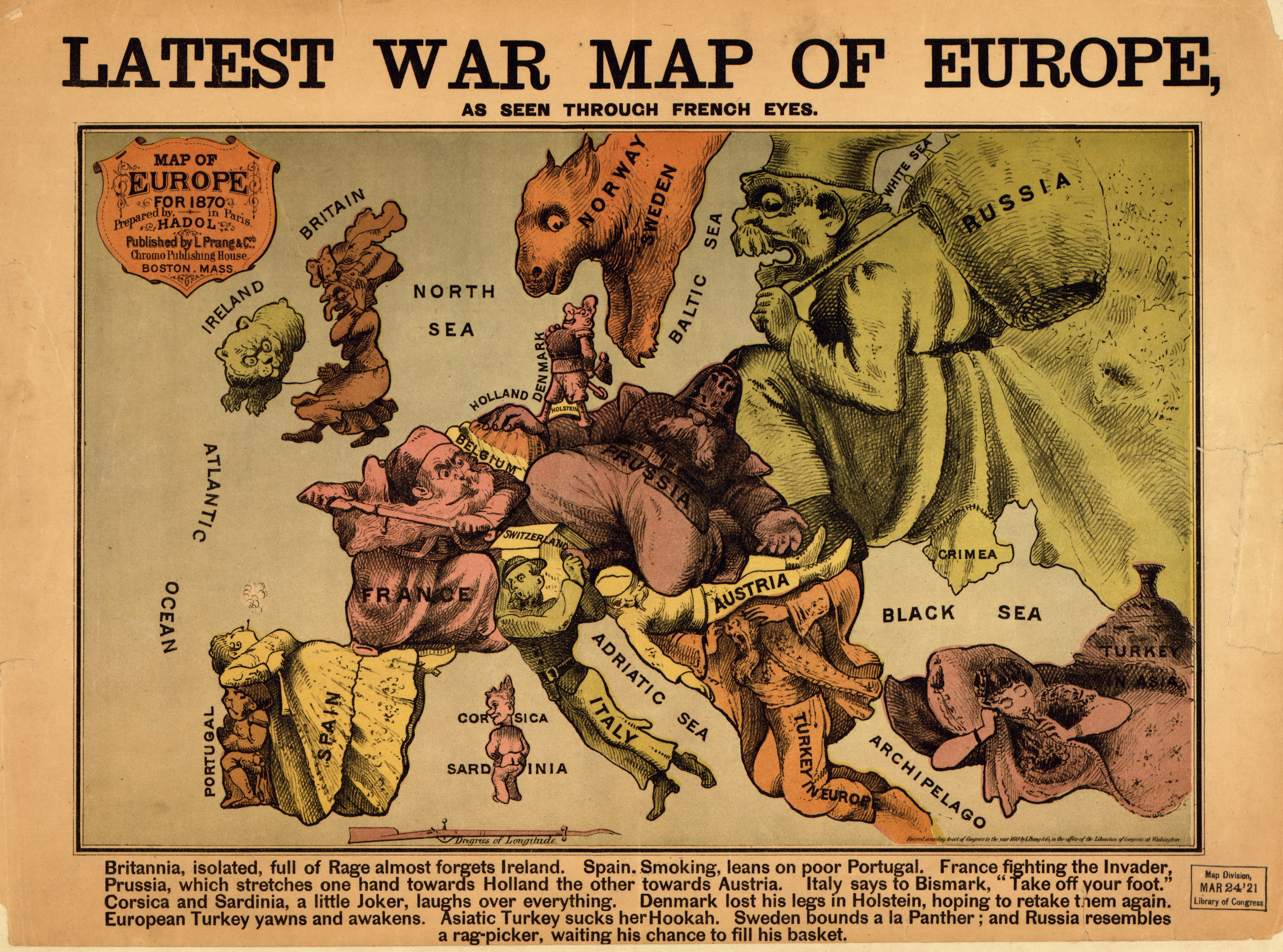 Latest War Map of Europe as seen through French Eyes. 1870