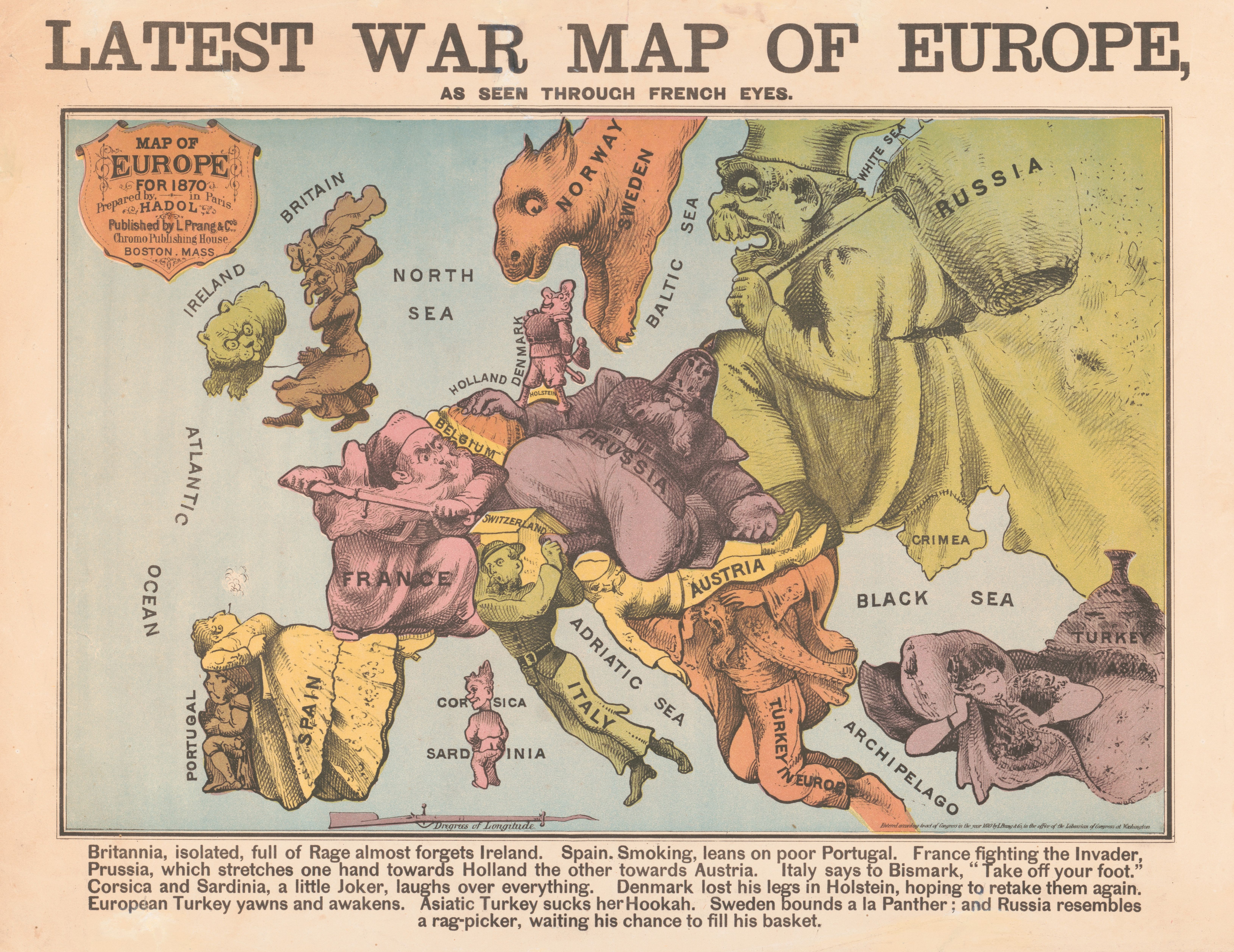 Latest War Map of Europe as seen through French Eyes. 1870