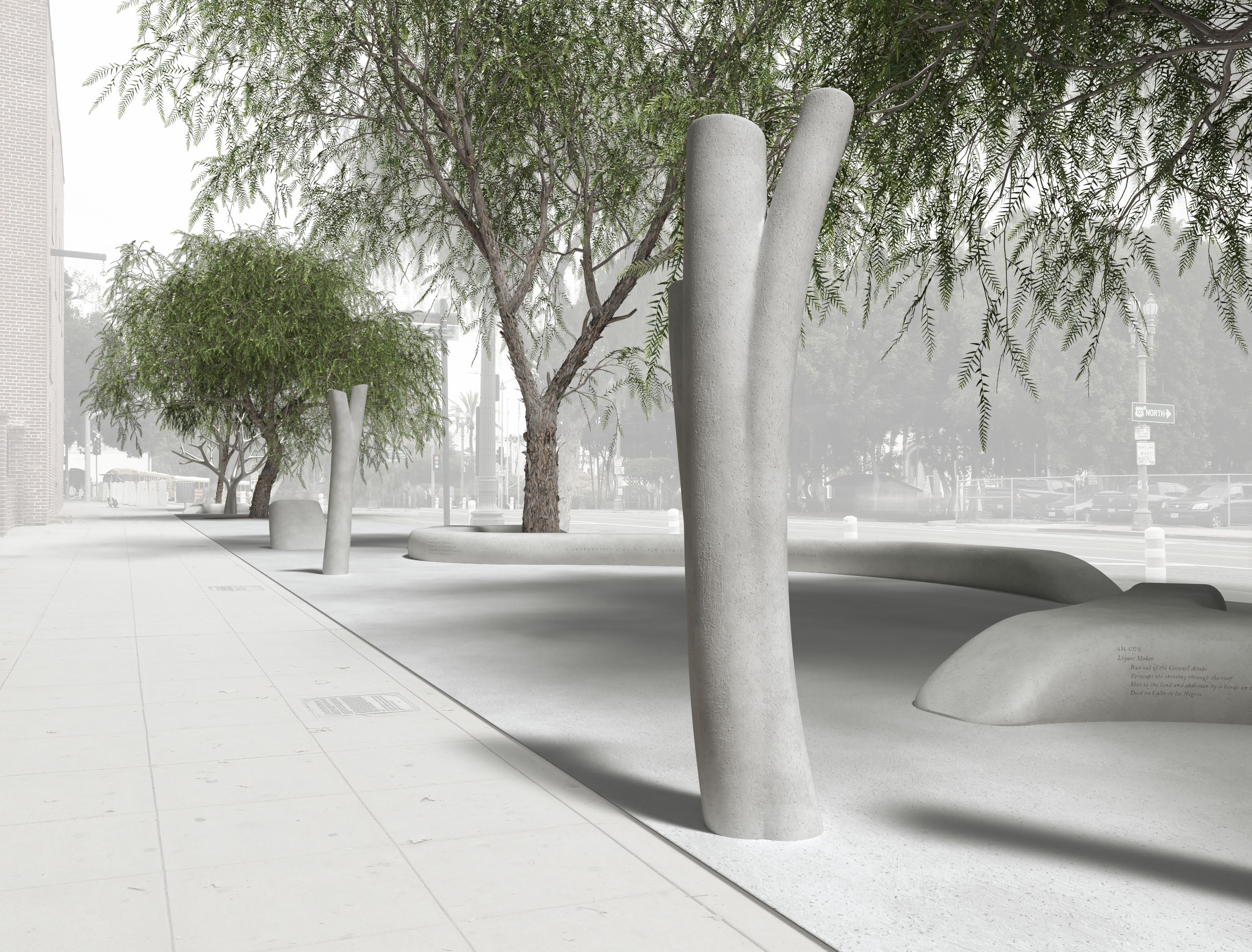 Memorial to the Victims of the 1871 Chinese Massacre. Design proposal image by Sze Tsung Nicolás Leong and Judy Chui-Hua Chung