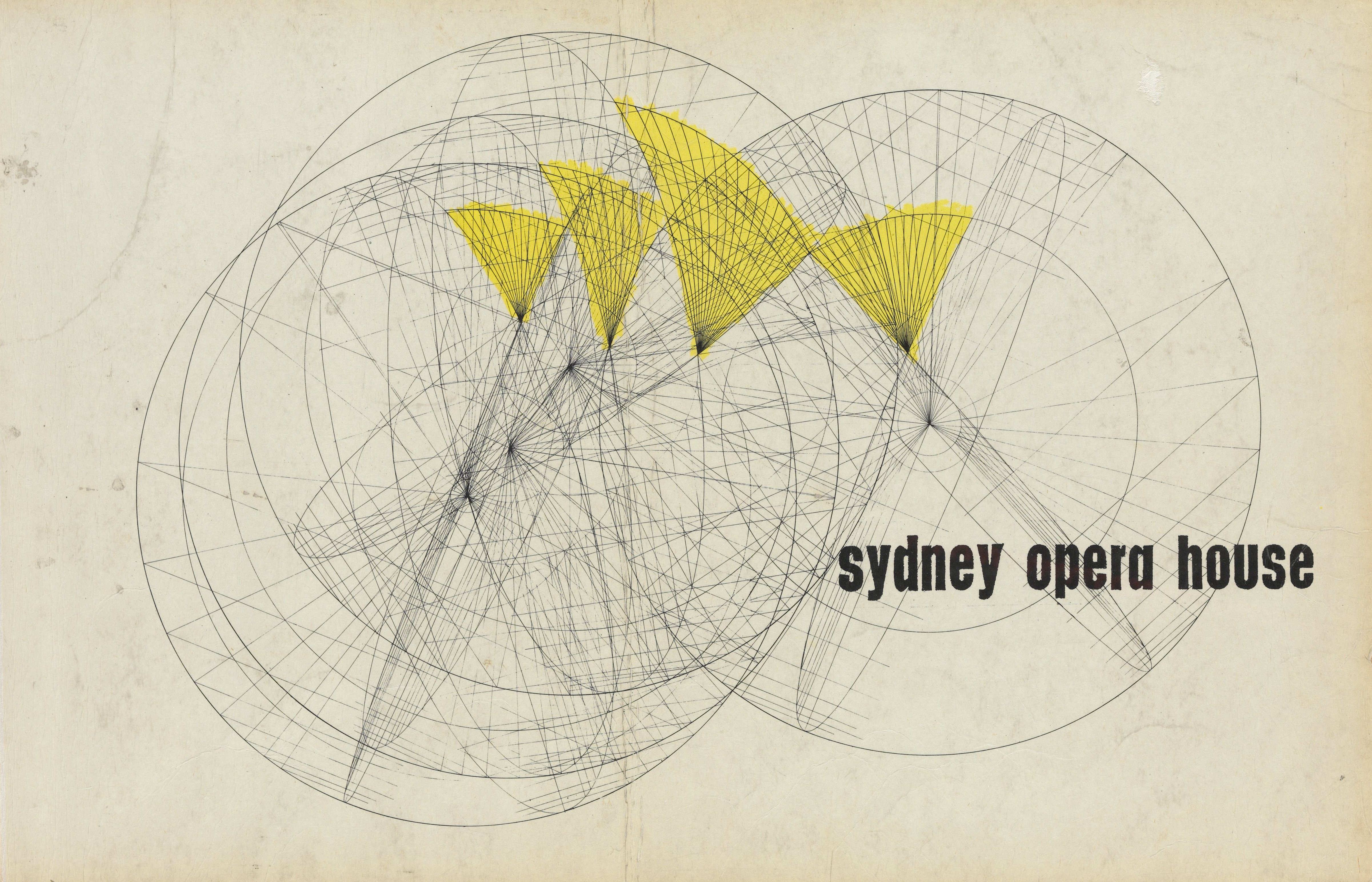 Sydney Opera House, Bennelong Point, Sydney: front cover of the Yellow Book. Image Date: 1962