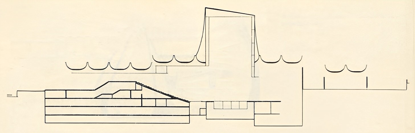 Театр в Цюрихе. Конкурсный проект. 1963 г. Разрез