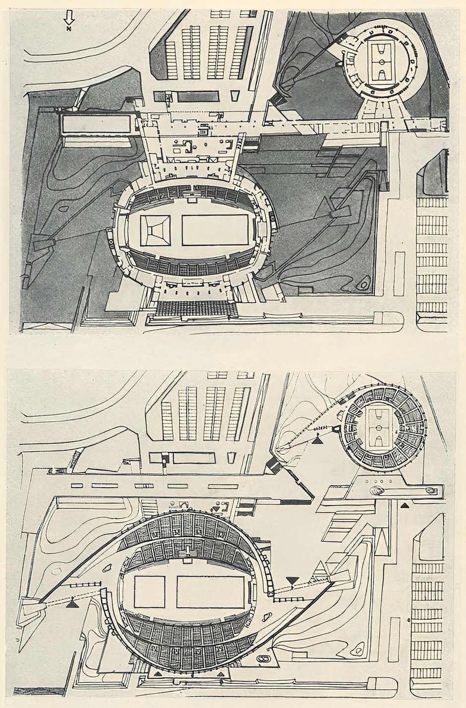 Спортивный олимпийский комплекс Иойоги. Планы в разных уровнях 1964 г.