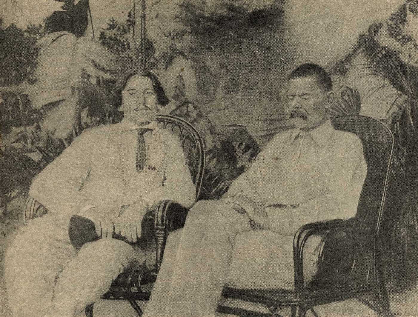 А. М. Горький и И. И. Бродский на о. Капри. Фотография 1910 г.