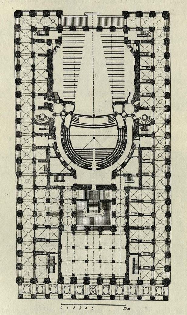 Рис. 15. Оперный театр в Бордо. Арх. В. Луи. План 1-го этажа