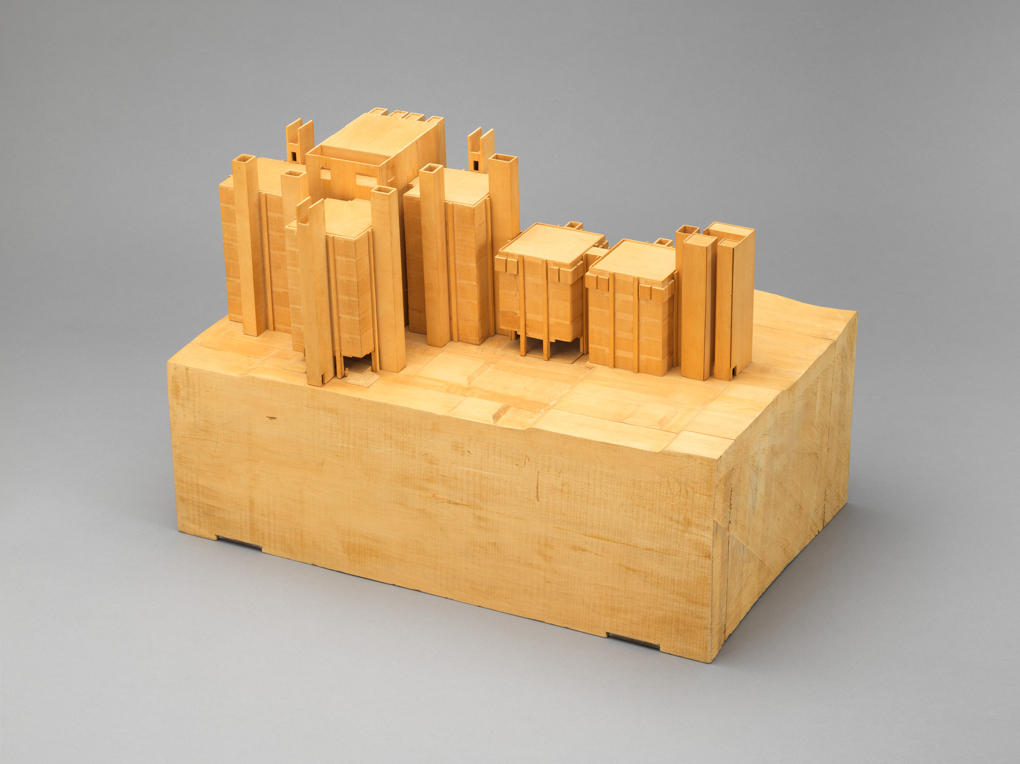 Louis I. Kahn. Alfred Newton Richards Medical Research Building, University of Pennsylvania, Philadelphia, PA (Overall building complex [final version]). 1957–1965. Basswood. 13½ × 22¾ × 14¾" (34.3 × 57.8 × 37.5 cm). MoMA