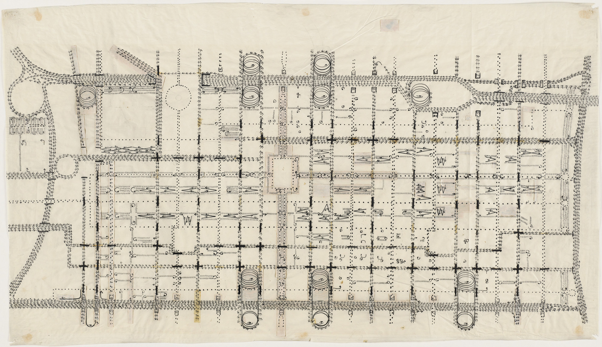 Louis I. Kahn. Traffic Study project , Philadelphia, PA (Plan of proposed traffic-movement pattern). 1952. Ink, graphite, and cut-and-pasted papers on paper. 24½ × 42¾" (62.2 × 108.6 cm)