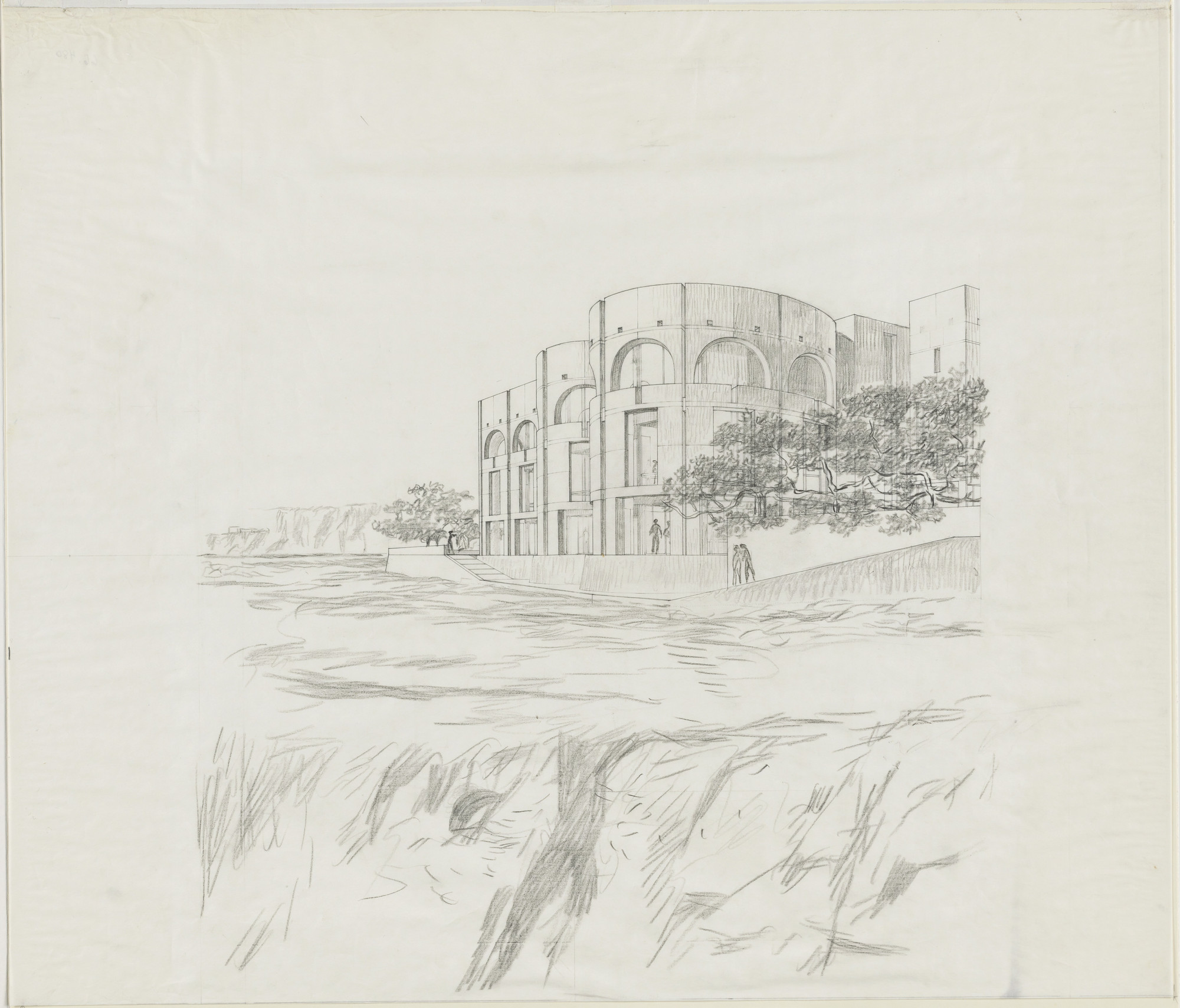 Louis I. Kahn. Salk Institute for Biological Studies, La Jolla, California (Perspective of meeting house). 1961. Graphite and crayon on paper. 23⅞ × 31½" (67 × 80 cm). MoMA