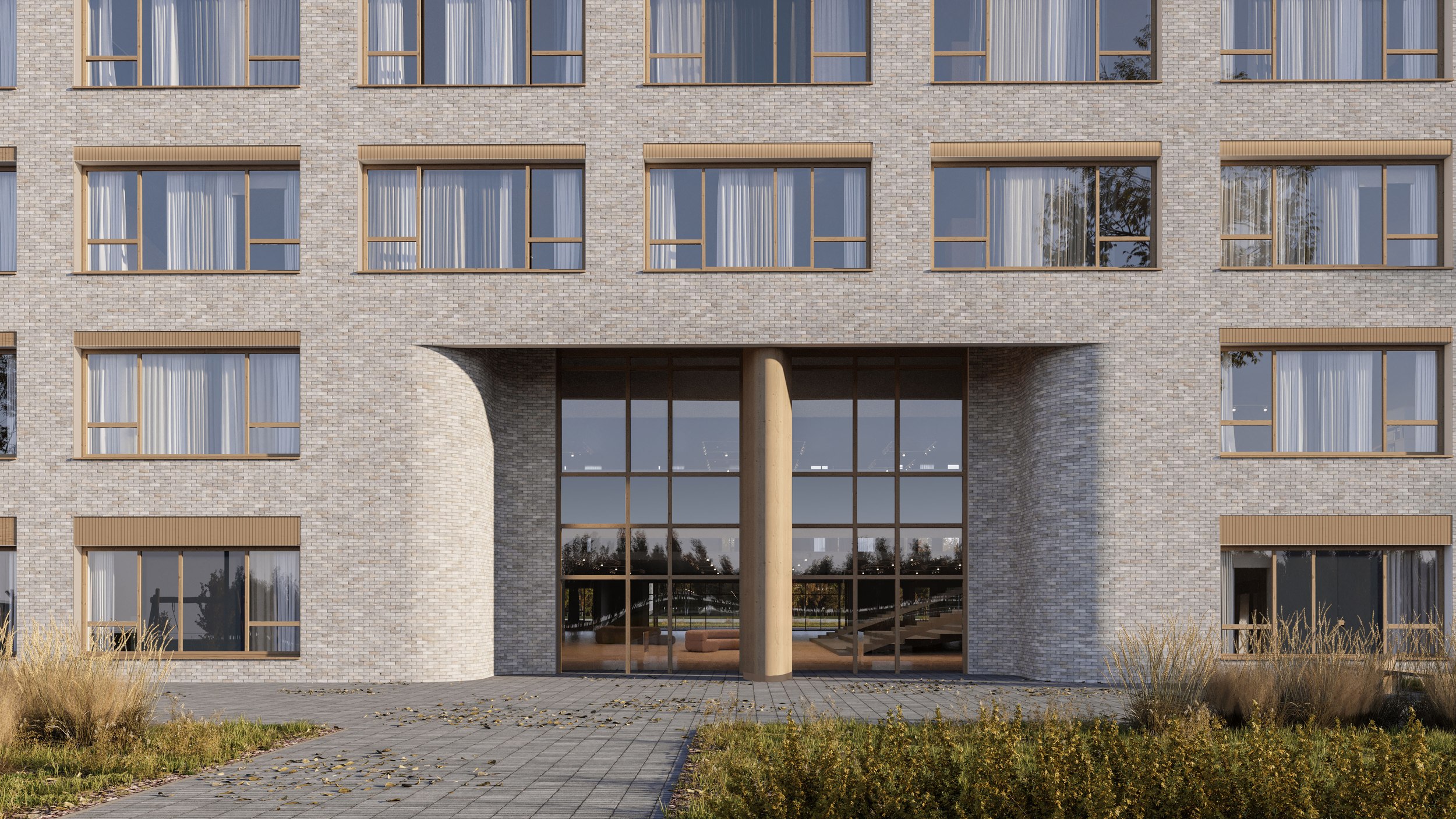 Общеобразовательная школа на 825 мест, Ленинский г.о., с. Молоково. © Архитектурная концепция и реализация — девелоперская компания Брусники