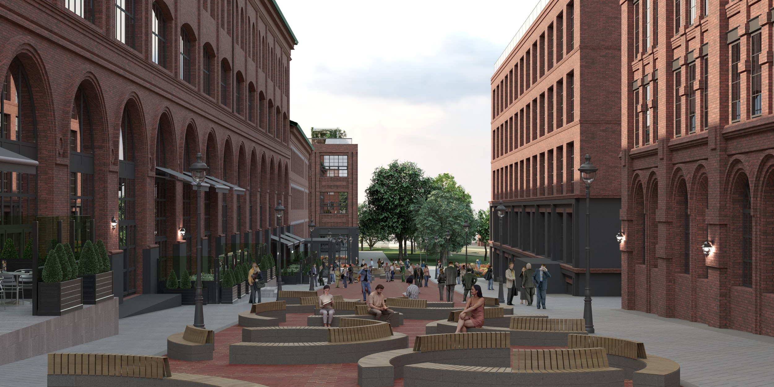 Проект реконструкции территории бывшей фабрики Коншиных, г.о. Серпухов. © АБ «СГ-ПРОЕКТ»