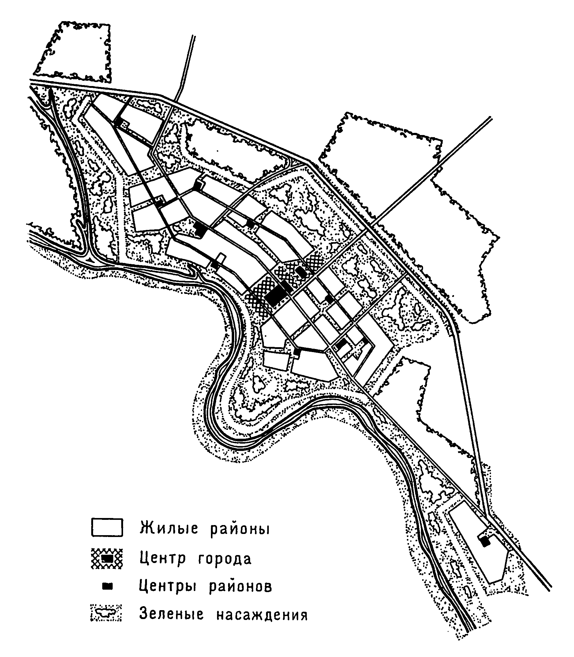51. Волжский. Схема плана города. Фонтанная улица. Архитекторы В. Гугель, Р. Торговник