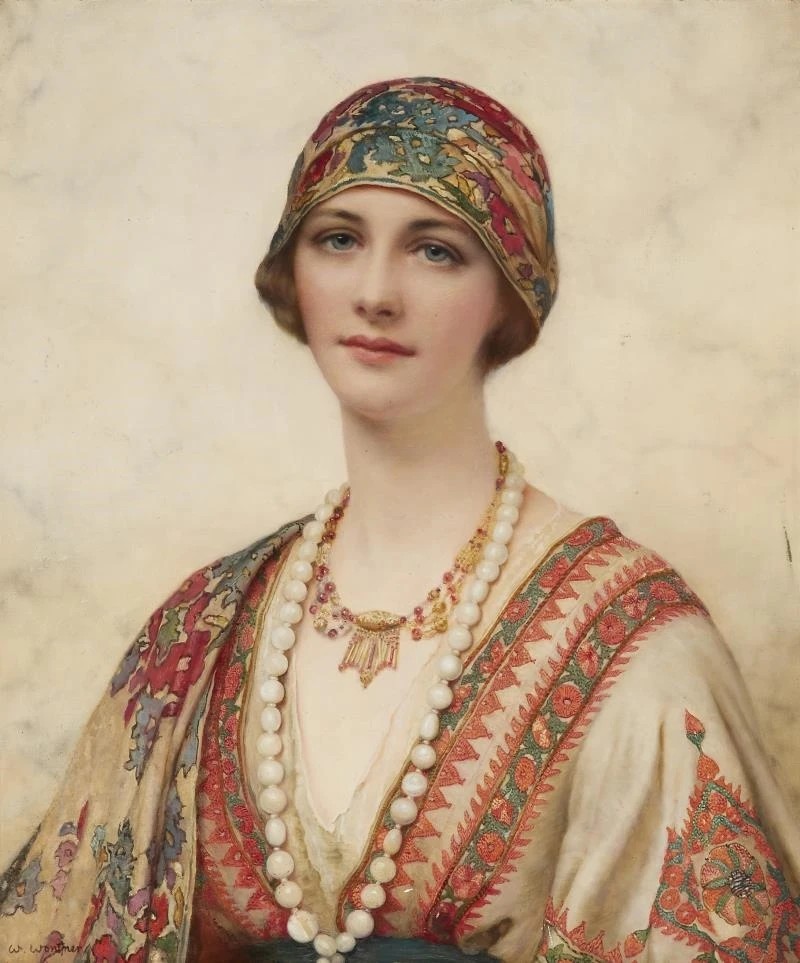 William Clarke Wontner. A portrait of a young woman in Eastern costume. Oil on canvas