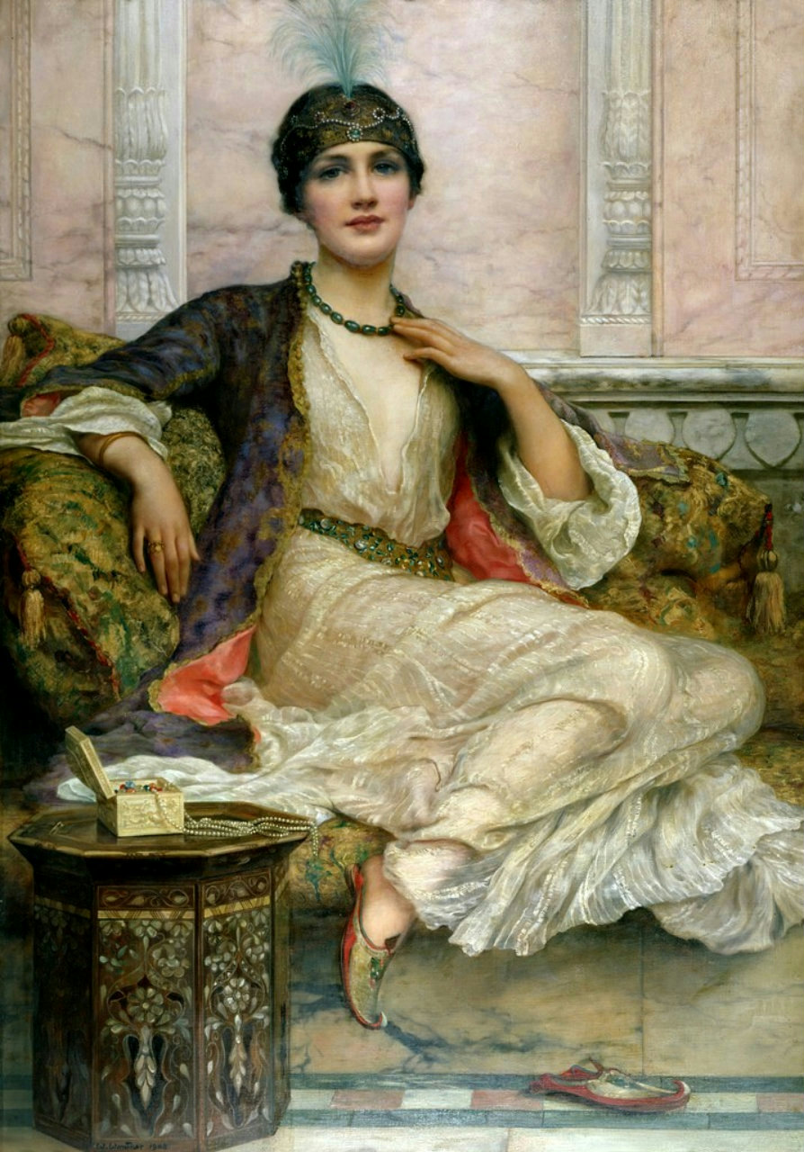 William Clarke Wontner. Jade Necklace for an Eastern Princess, 1908. Oil on canvas