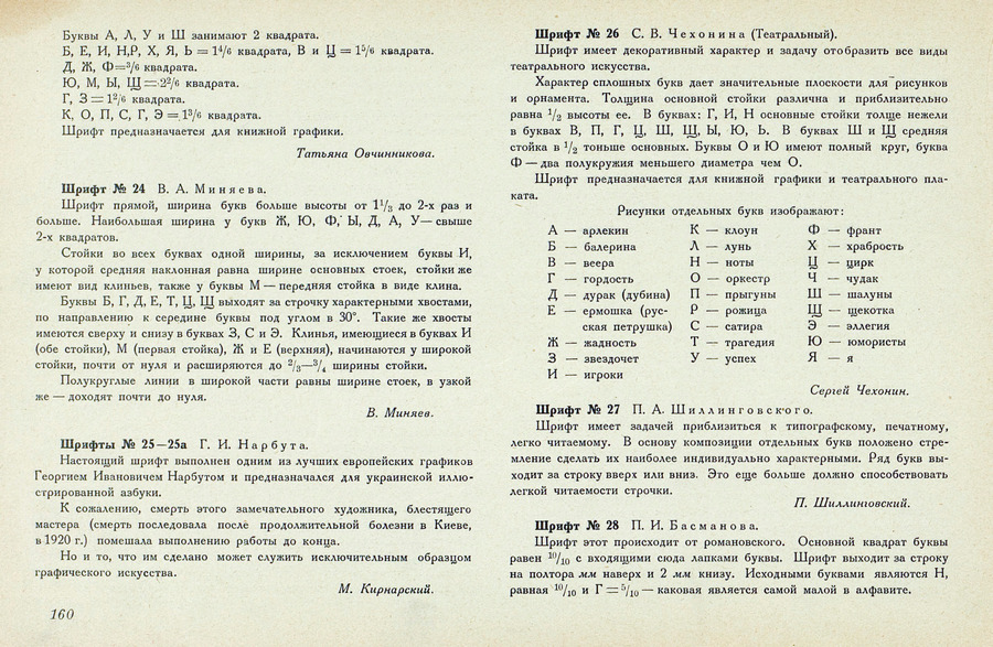 Шрифты и их построение / Д. А. Писаревский ; Под редакцией академика архитектуры И. А. Фомина. — Ленинград : Издание автора, 1927