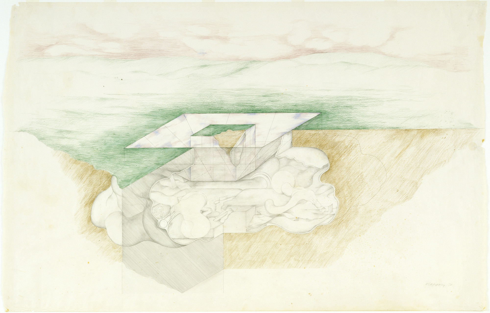 Raimund Abraham. Earth-Cloud House, project. 1970