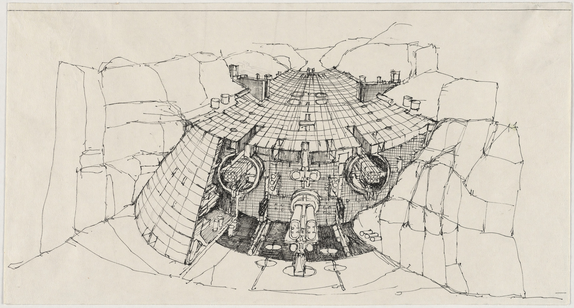 Raimund Abraham. Linear City Project, Perspective. 1964