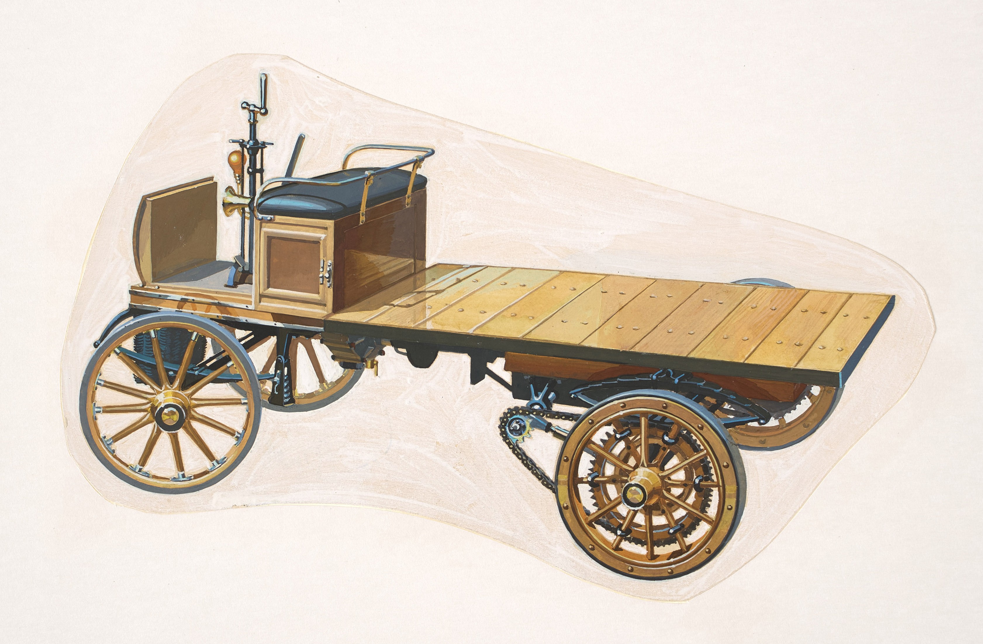 Рисунок А. Н. Захарова. Фрезе. Первый отечественный грузовик, 1901 г. Лот 3