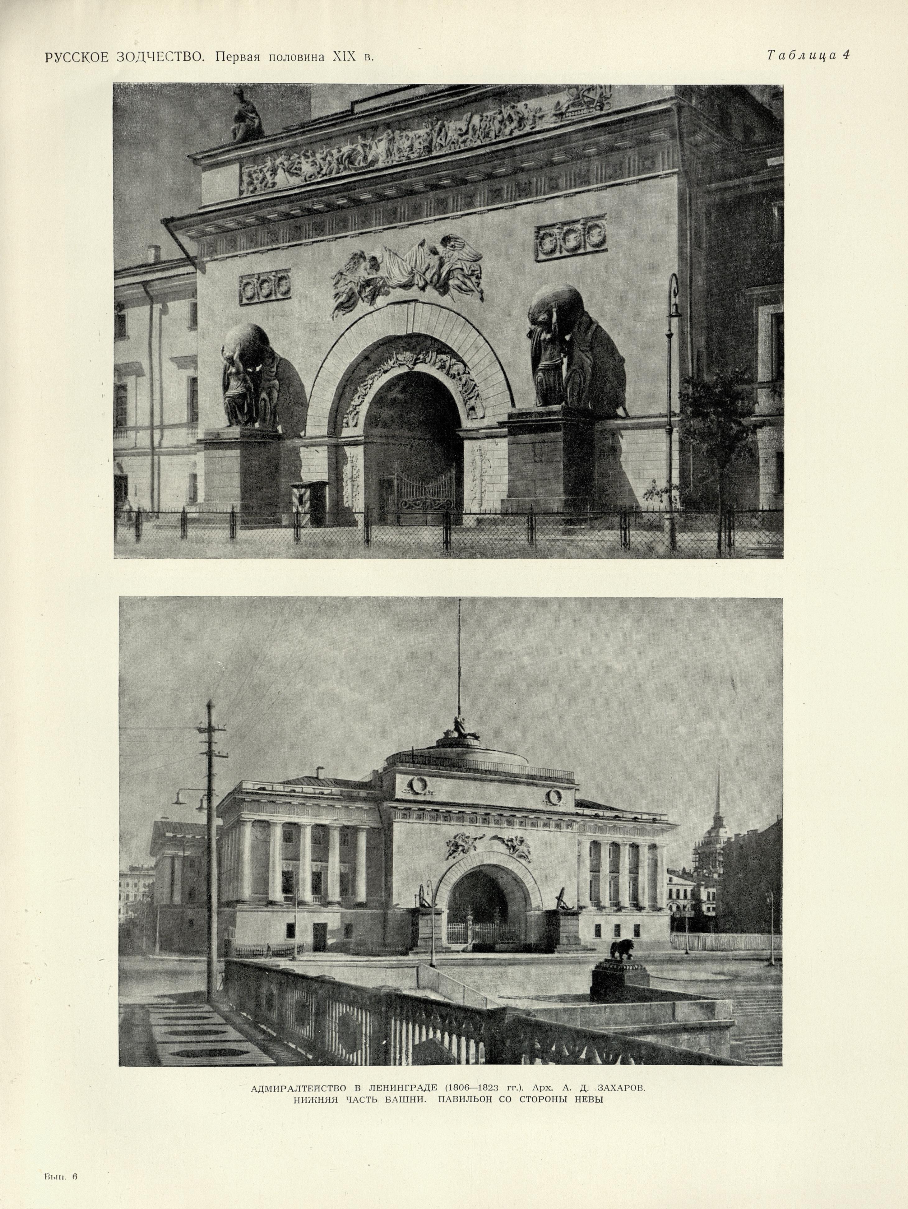 Русское зодчество : Выпуск 6. Памятники архитектуры первой половины XIX века : Чертежи и фотографии. — Москва : Государственное издательство литературы по строительству и архитектуре, 1953