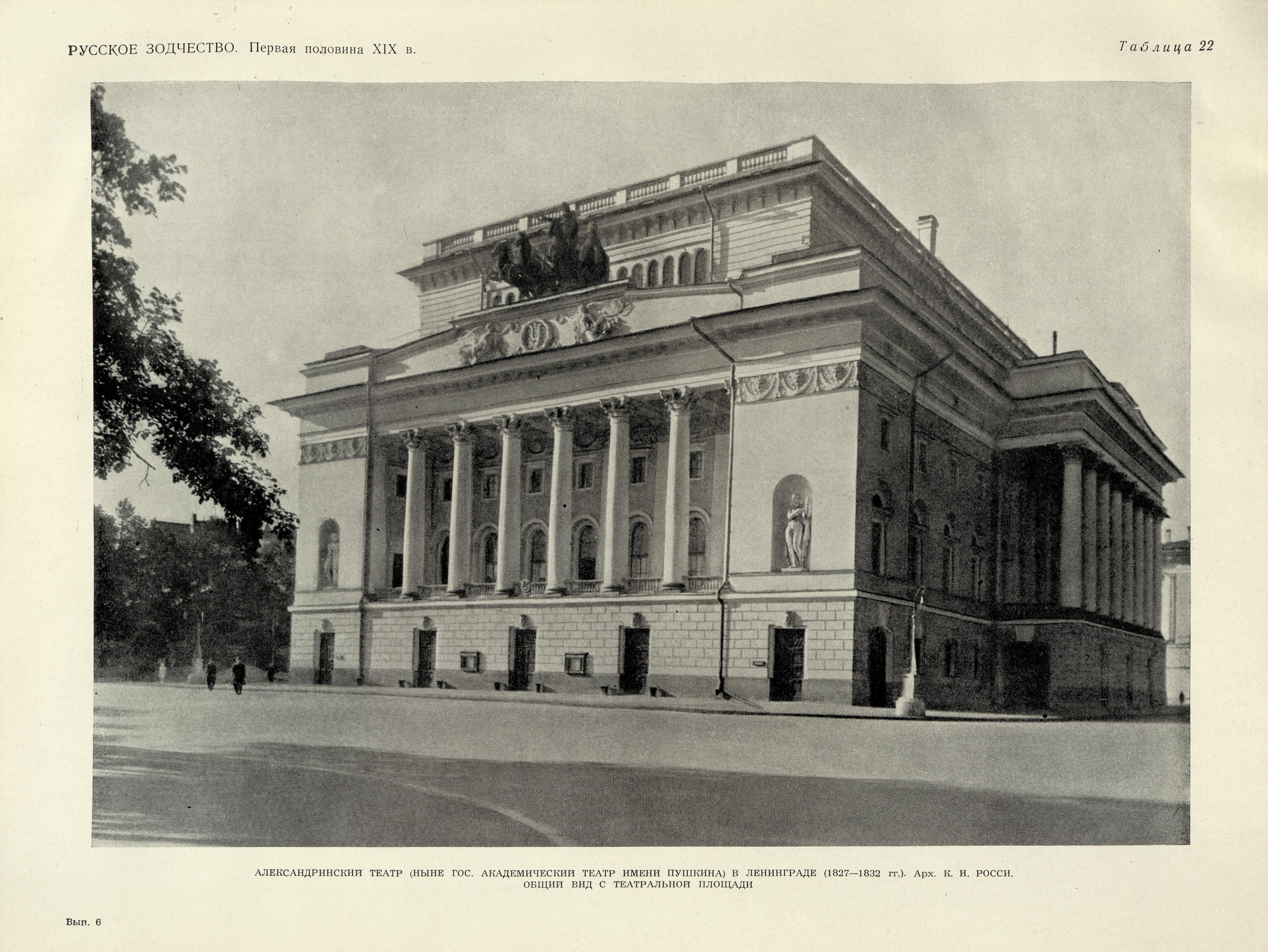 Русское зодчество : Выпуск 6. Памятники архитектуры первой половины XIX века : Чертежи и фотографии. — Москва : Государственное издательство литературы по строительству и архитектуре, 1953