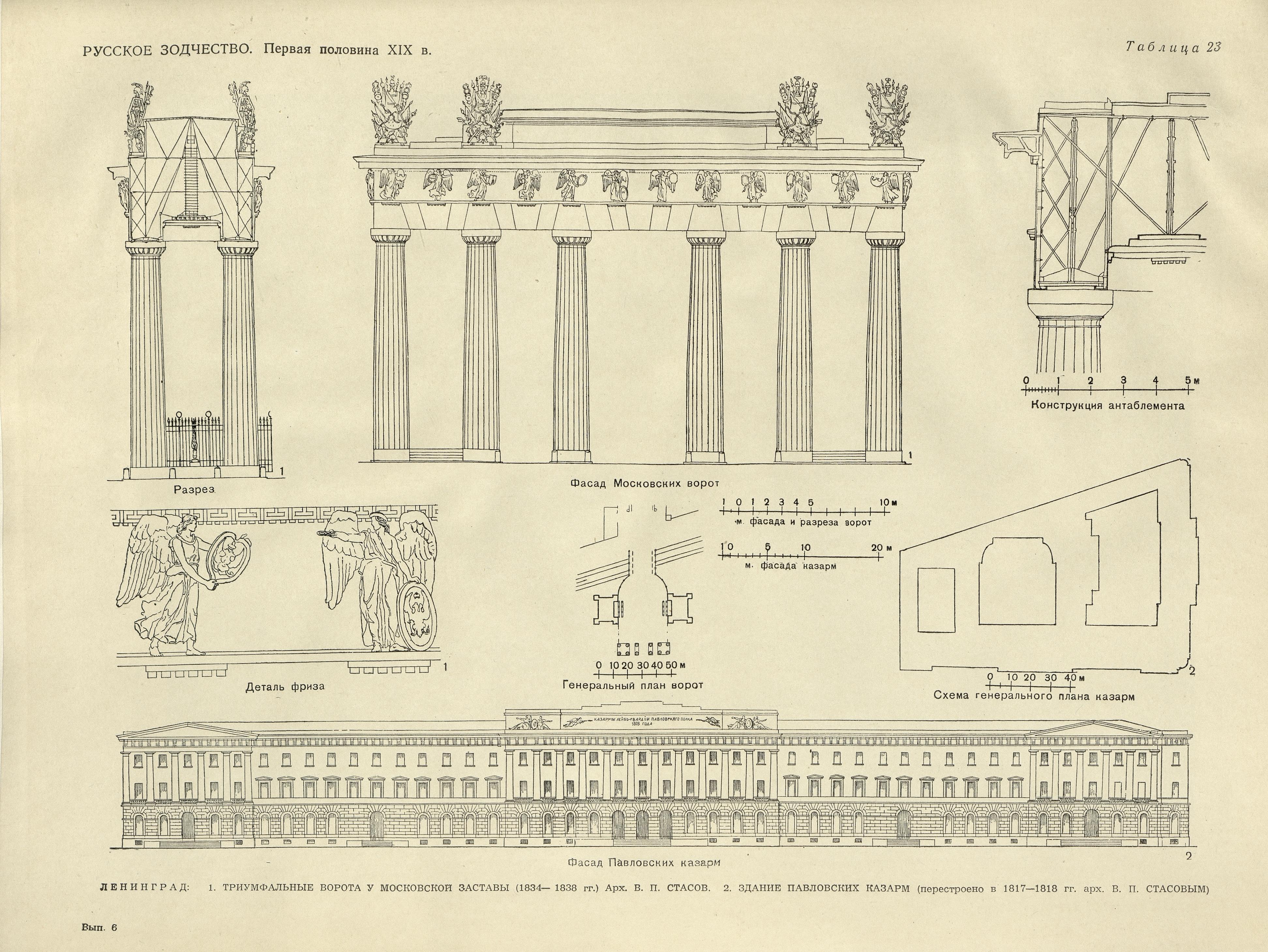 Русское зодчество : Выпуск 6. Памятники архитектуры первой половины XIX века : Чертежи и фотографии. — Москва : Государственное издательство литературы по строительству и архитектуре, 1953