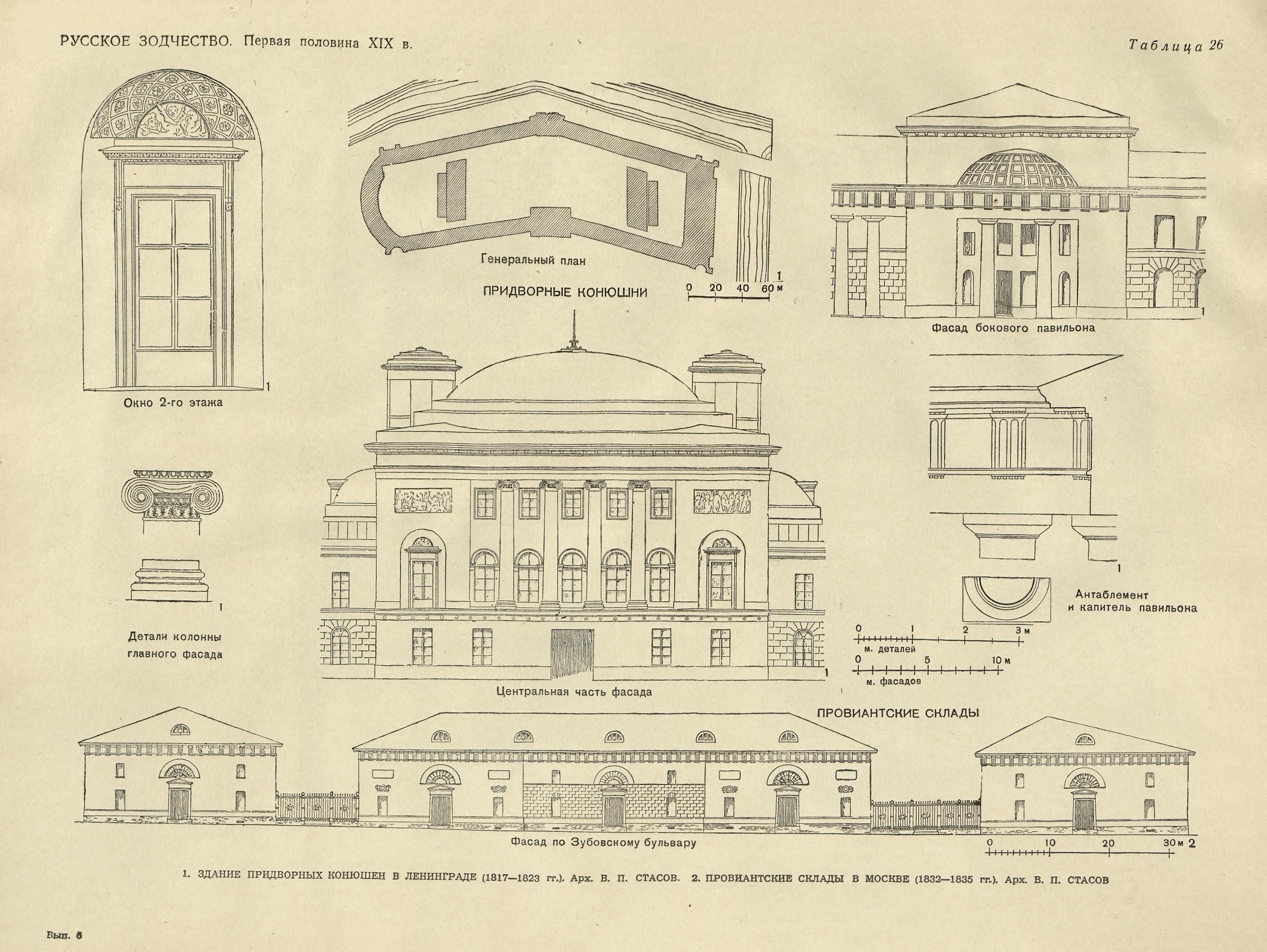 Русское зодчество : Выпуск 6. Памятники архитектуры первой половины XIX века : Чертежи и фотографии. — Москва : Государственное издательство литературы по строительству и архитектуре, 1953