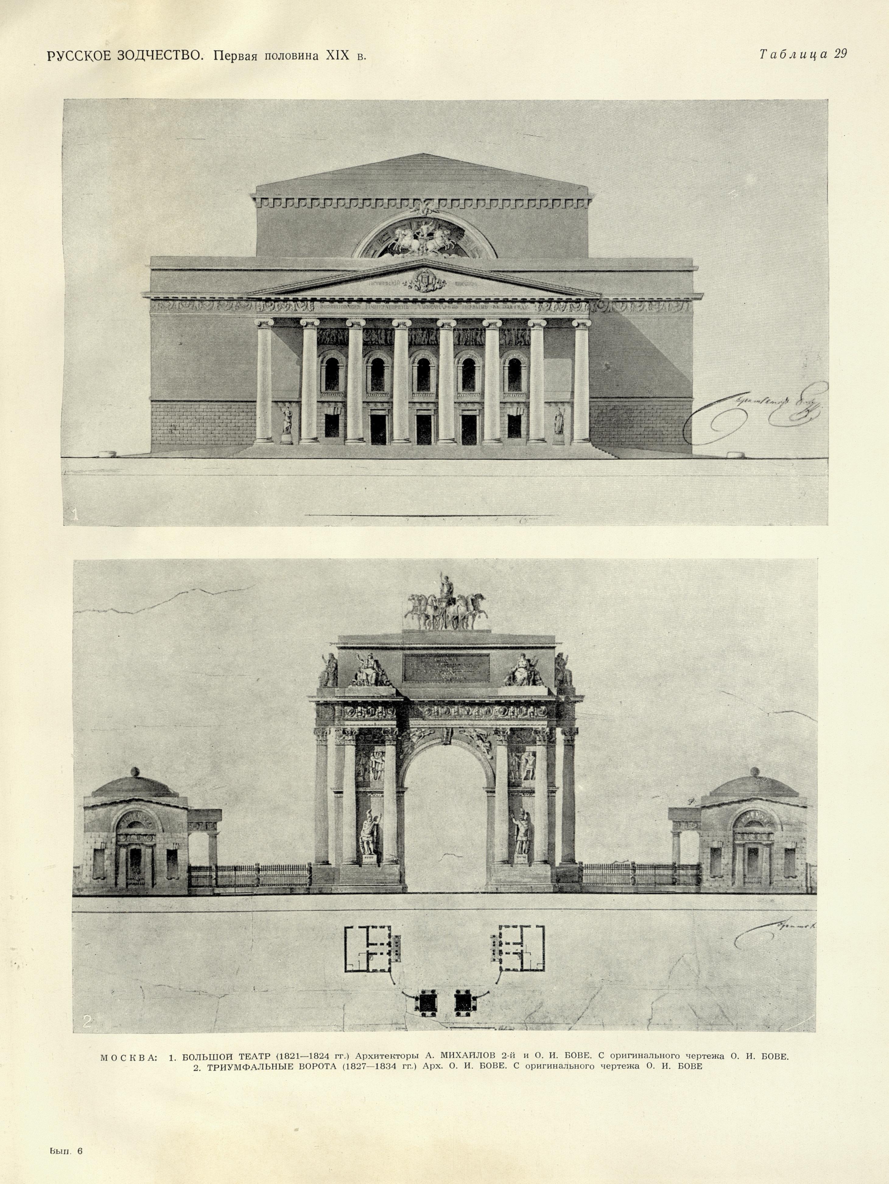 Русское зодчество : Выпуск 6. Памятники архитектуры первой половины XIX века : Чертежи и фотографии. — Москва : Государственное издательство литературы по строительству и архитектуре, 1953