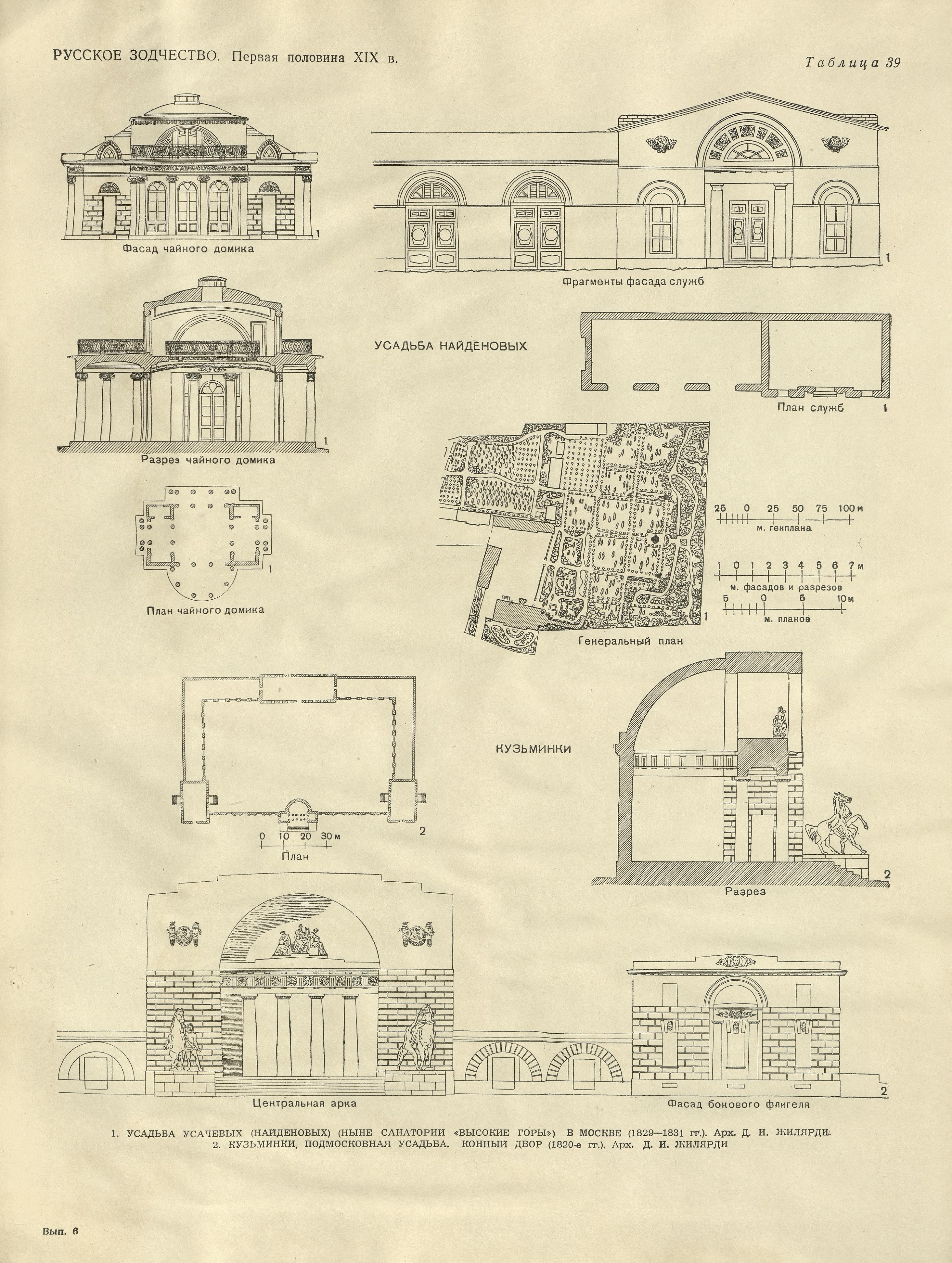 Русское зодчество : Выпуск 6. Памятники архитектуры первой половины XIX века : Чертежи и фотографии. — Москва : Государственное издательство литературы по строительству и архитектуре, 1953