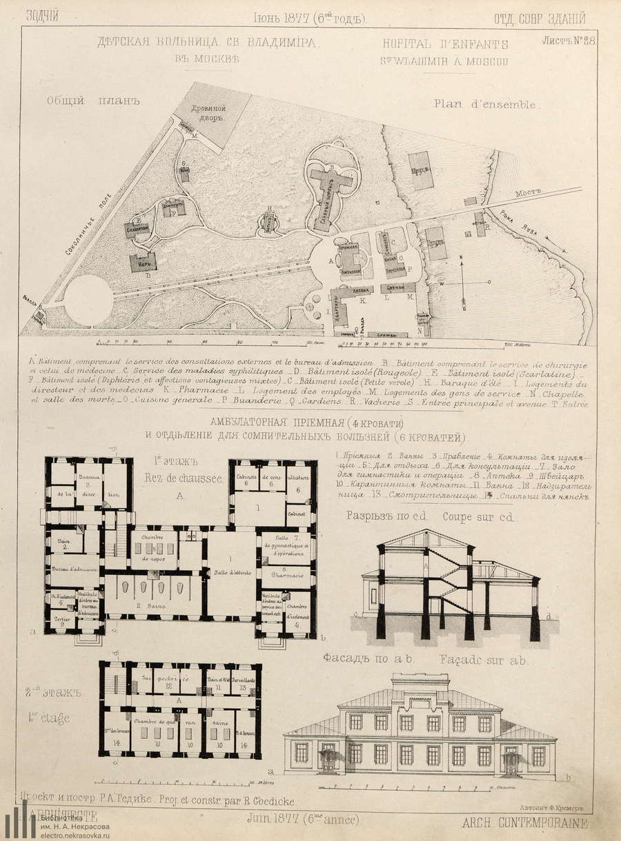Лист № 28. Детская больница Св. Владимира в Москве. Проект. и постр. Р. А. Гедике