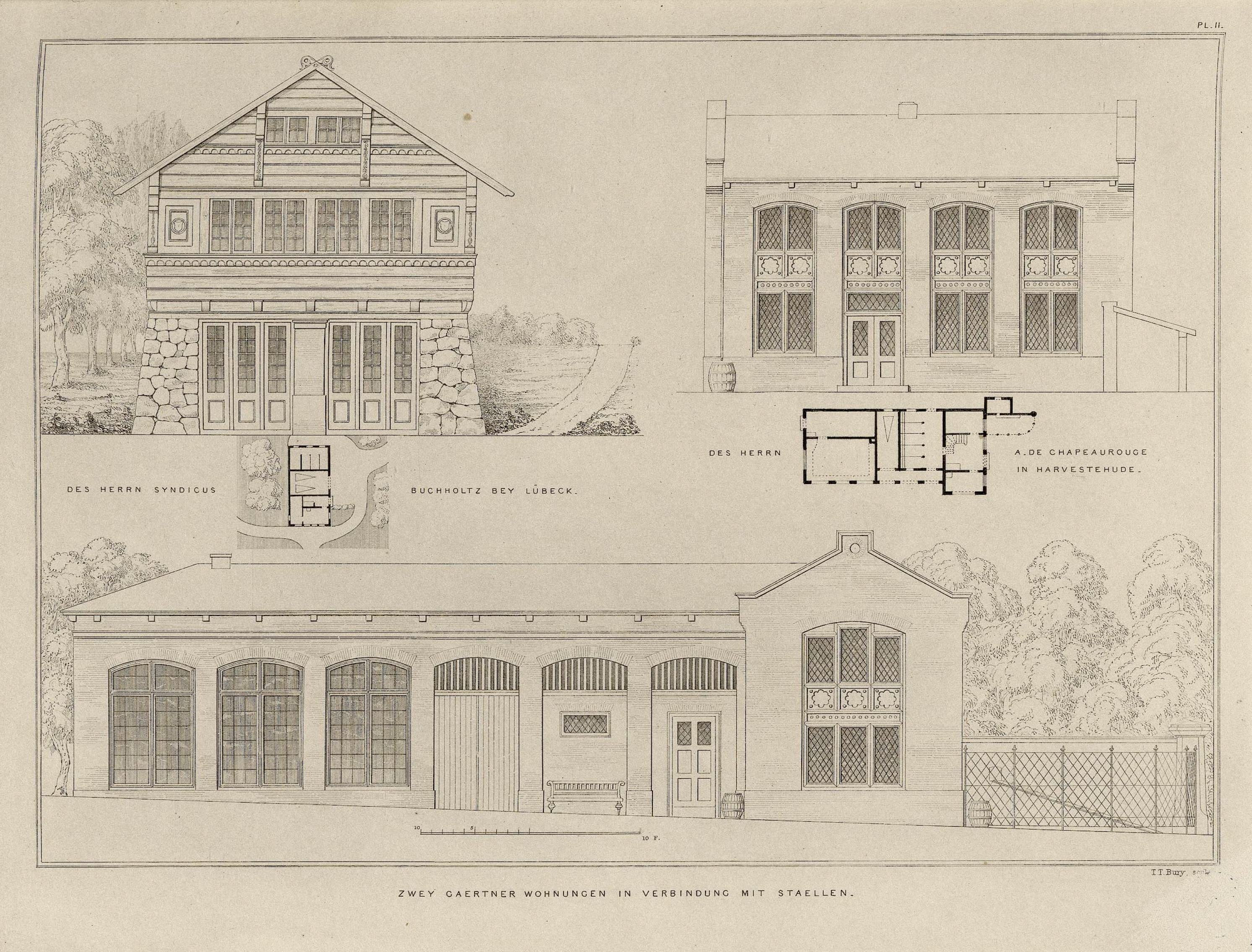 Architectura Domestica / von A. de Chateauneuf. — London : Ackermann & Co. ; Paris : Brockhaus & Avenarius ; Hamburg : I. A. Meissner, 1839