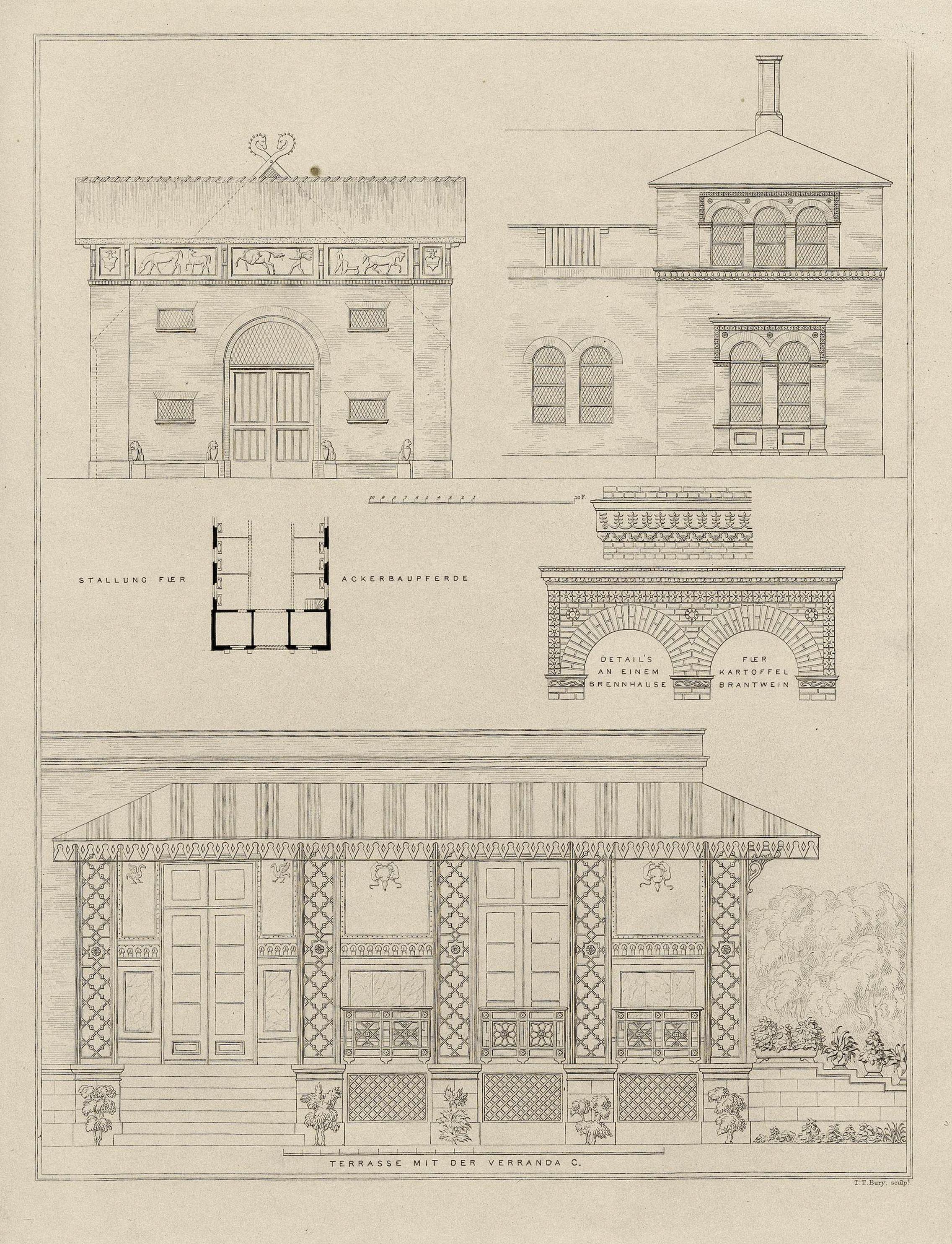 Architectura Domestica / von A. de Chateauneuf. — London : Ackermann & Co. ; Paris : Brockhaus & Avenarius ; Hamburg : I. A. Meissner, 1839