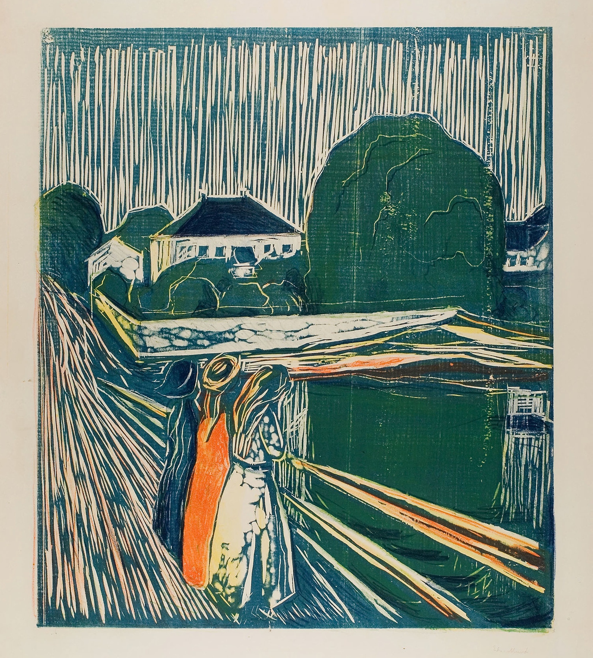 Edvard Munch. The Girls on the Bridge. 1918. CC0 Public Domain Designation