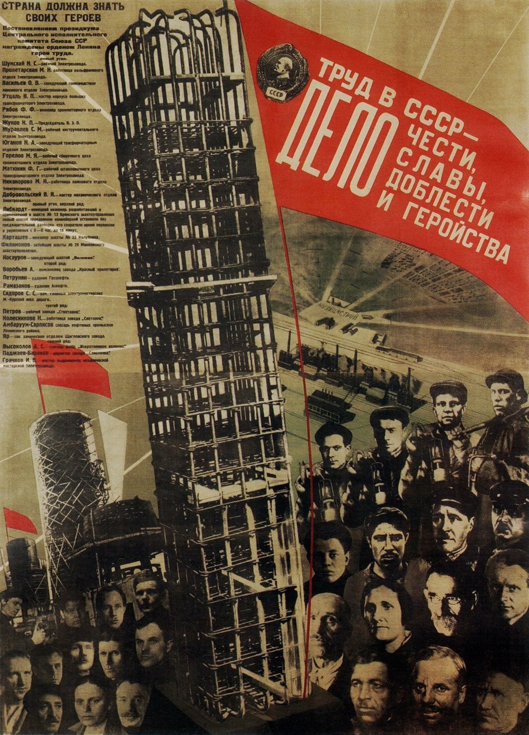 плакат «Страна должна знать своих героев». 1931. Клуцис