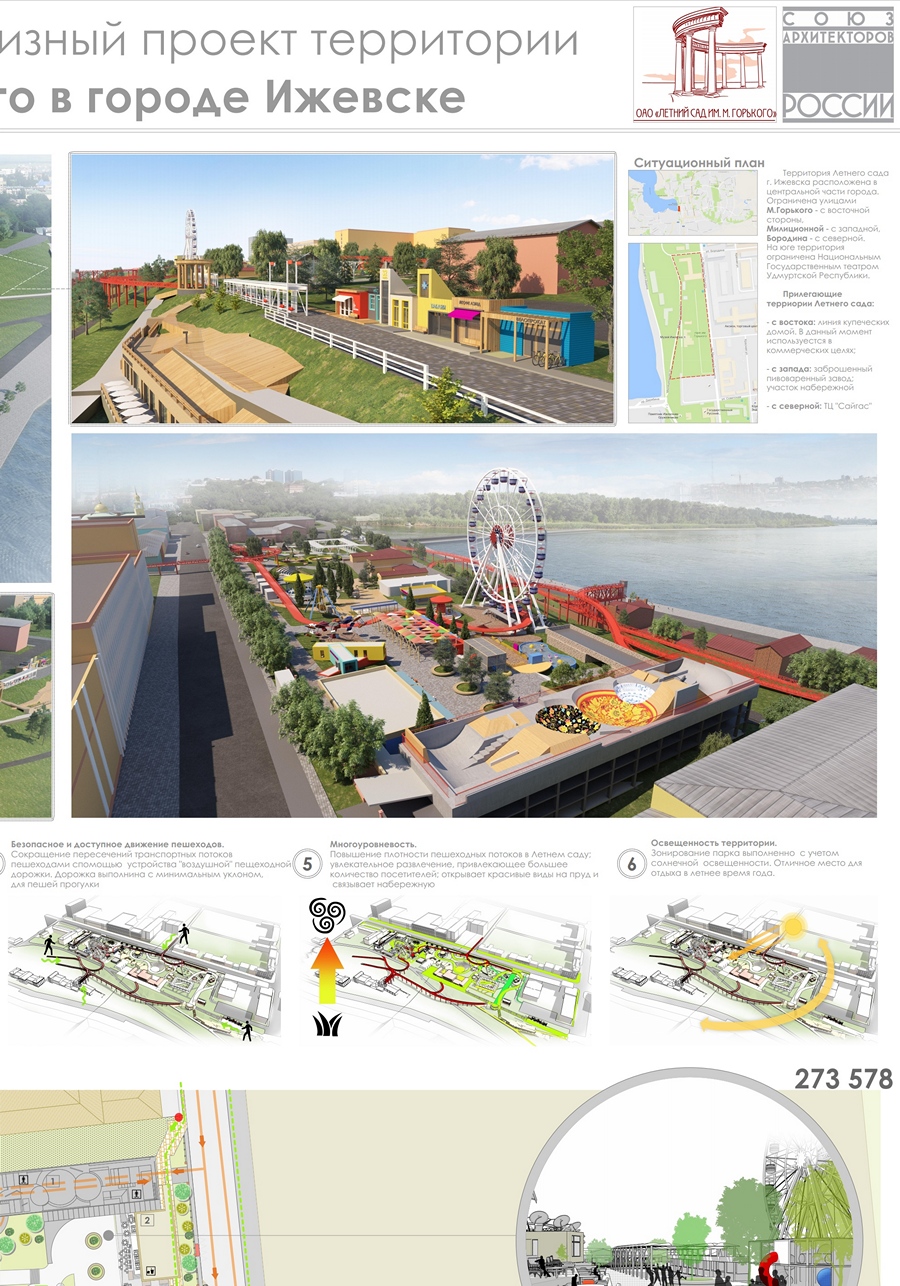 Конкурс на лучший эскизный проект территории Летнего сада им. М. Горького в городе Ижевске. Девиз 273578. Творческий коллектив: Башкова Н. С., Вдовин А. А. (Ижевск)