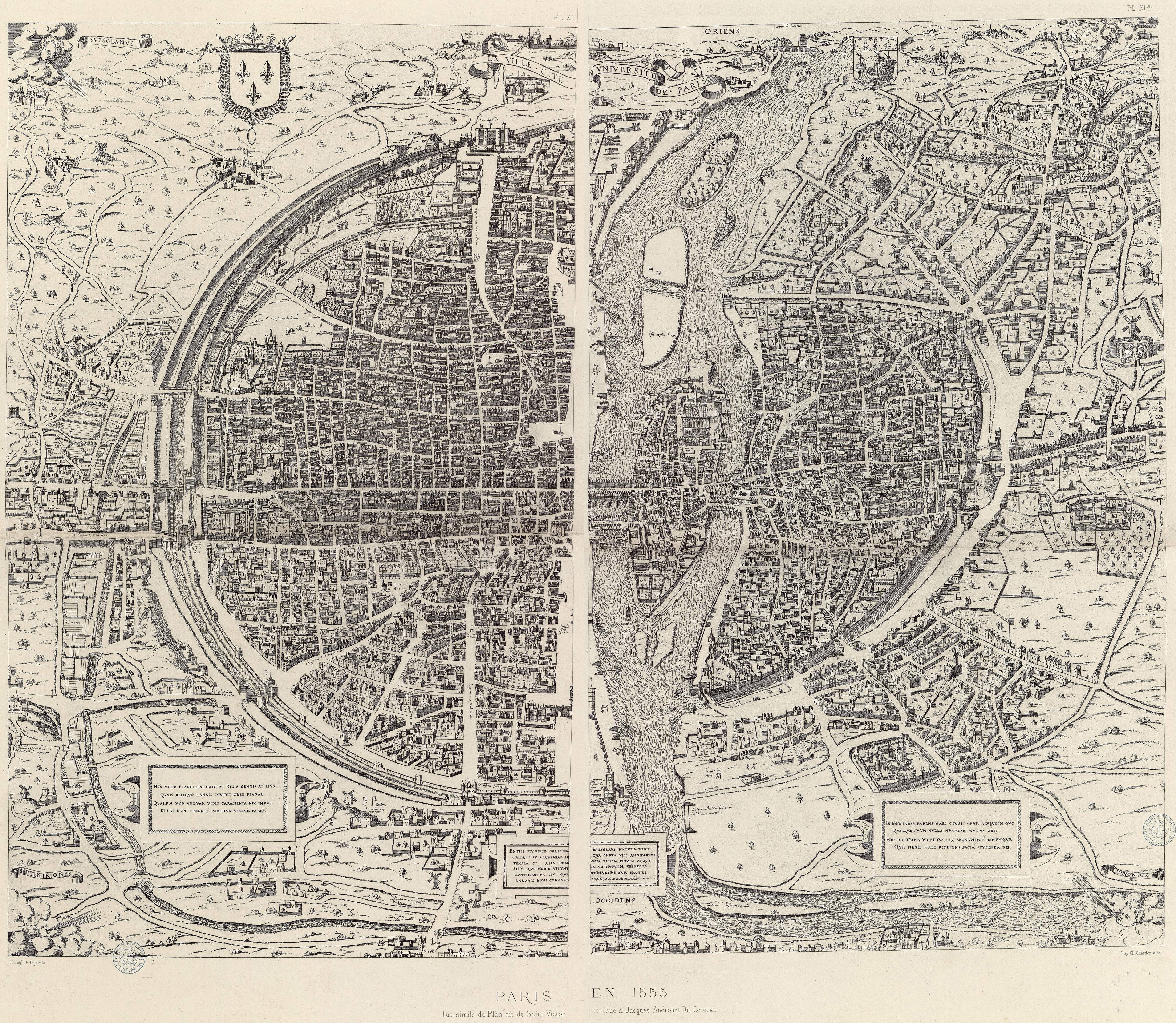 Париж в 1552 г. Paris en 1552 (plan de Bâle)