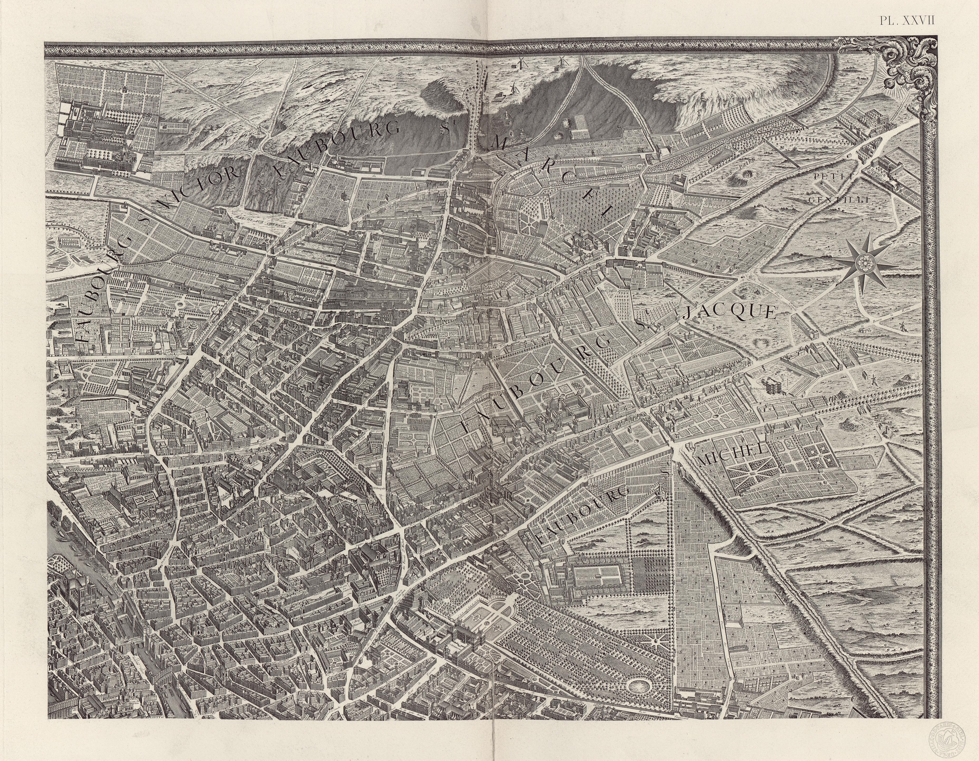 Париж в 1739 г. План, составленный Луи-Брете (Louis Bretez), так называемый план Тюрго. Paris eu 1739 (plan Turgot)