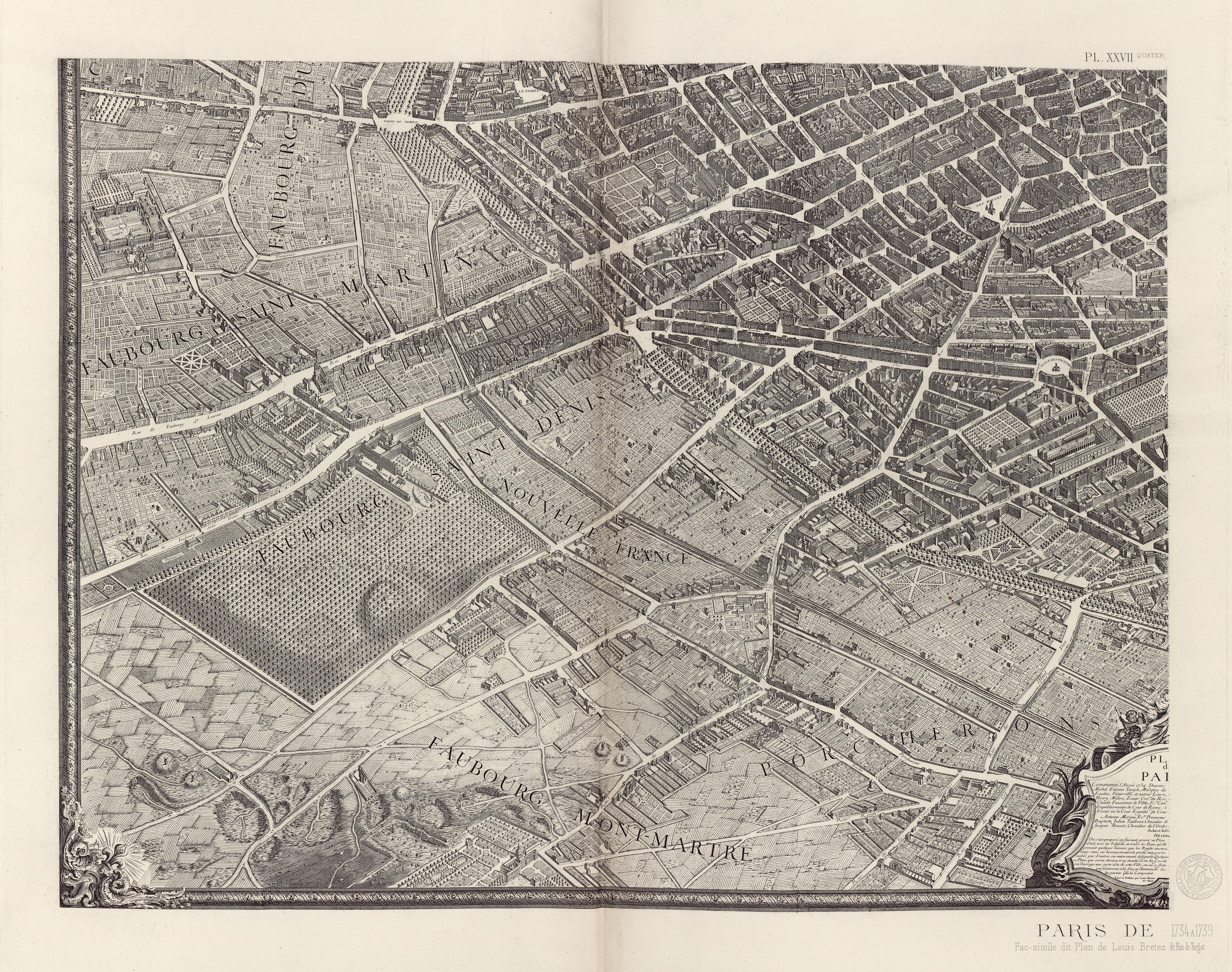 Париж в 1739 г. План, составленный Луи-Брете (Louis Bretez), так называемый план Тюрго. Paris eu 1739 (plan Turgot)