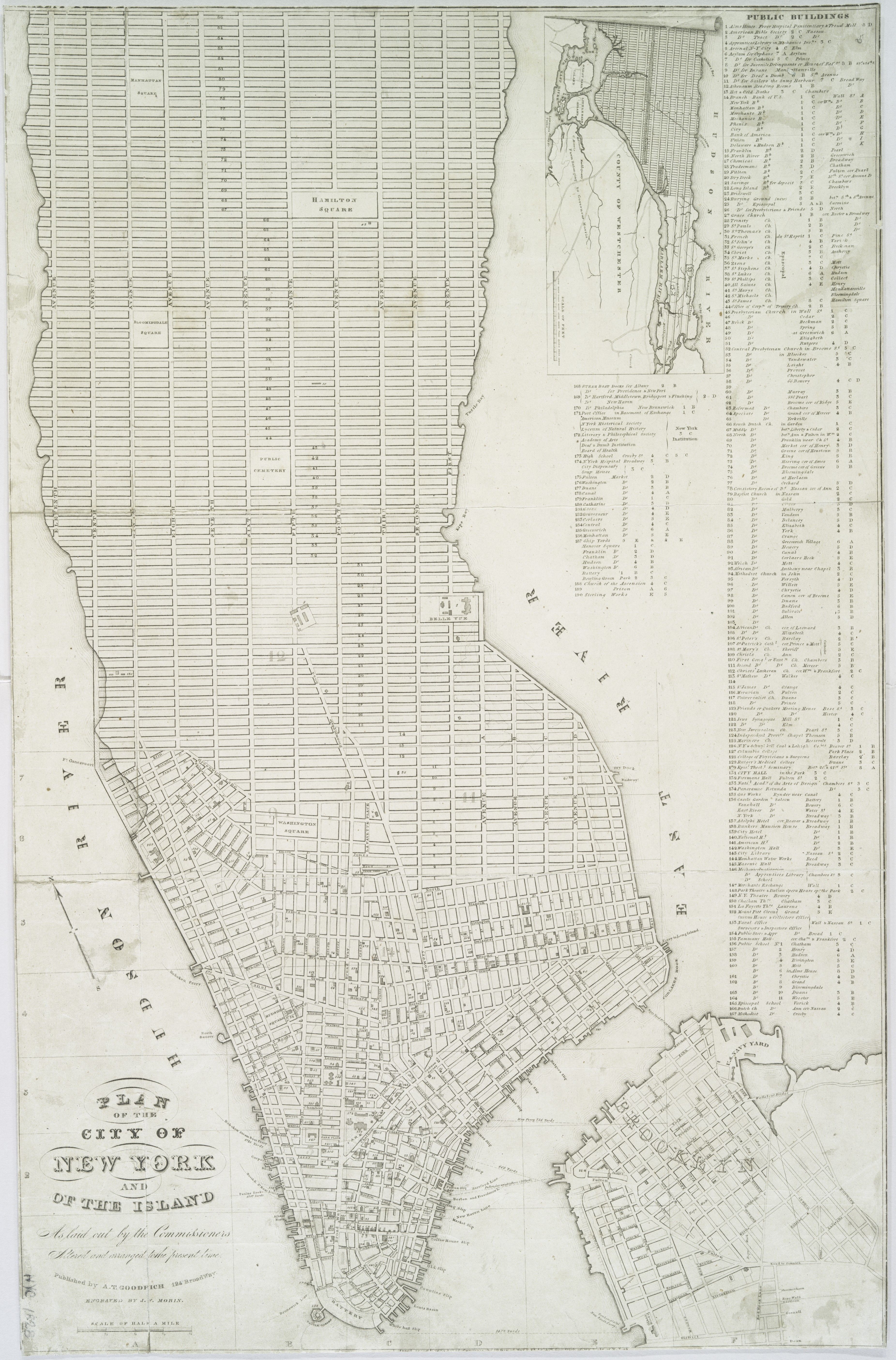 генеральный план развития Нью-Йорка (Commissioners' Plan), обновленный по состоянию на 1828 год